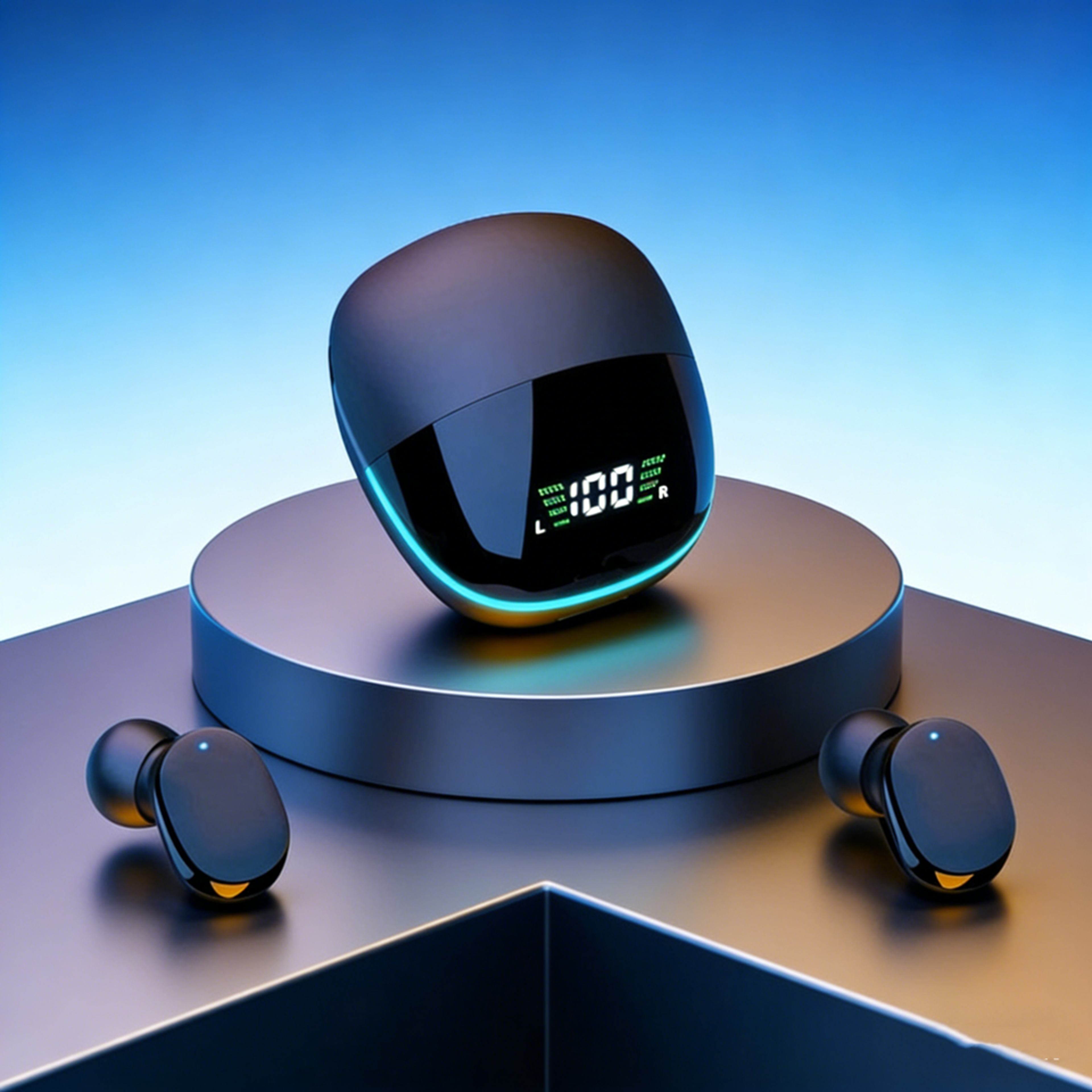 wireless earbuds with digital display charging case