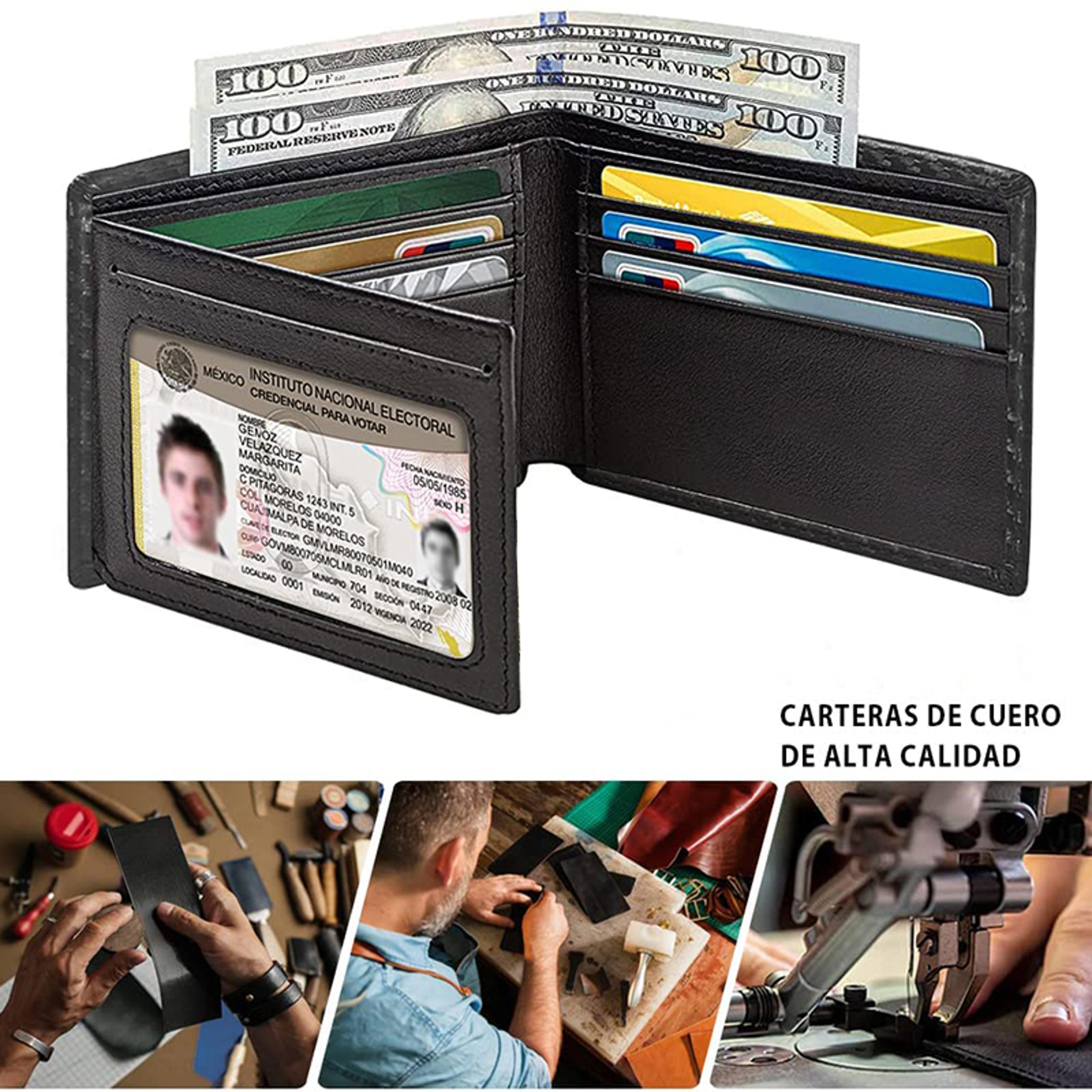 slim minimalist tri-fold wallet carbon fiber rfid blocking men's wallet with id holder