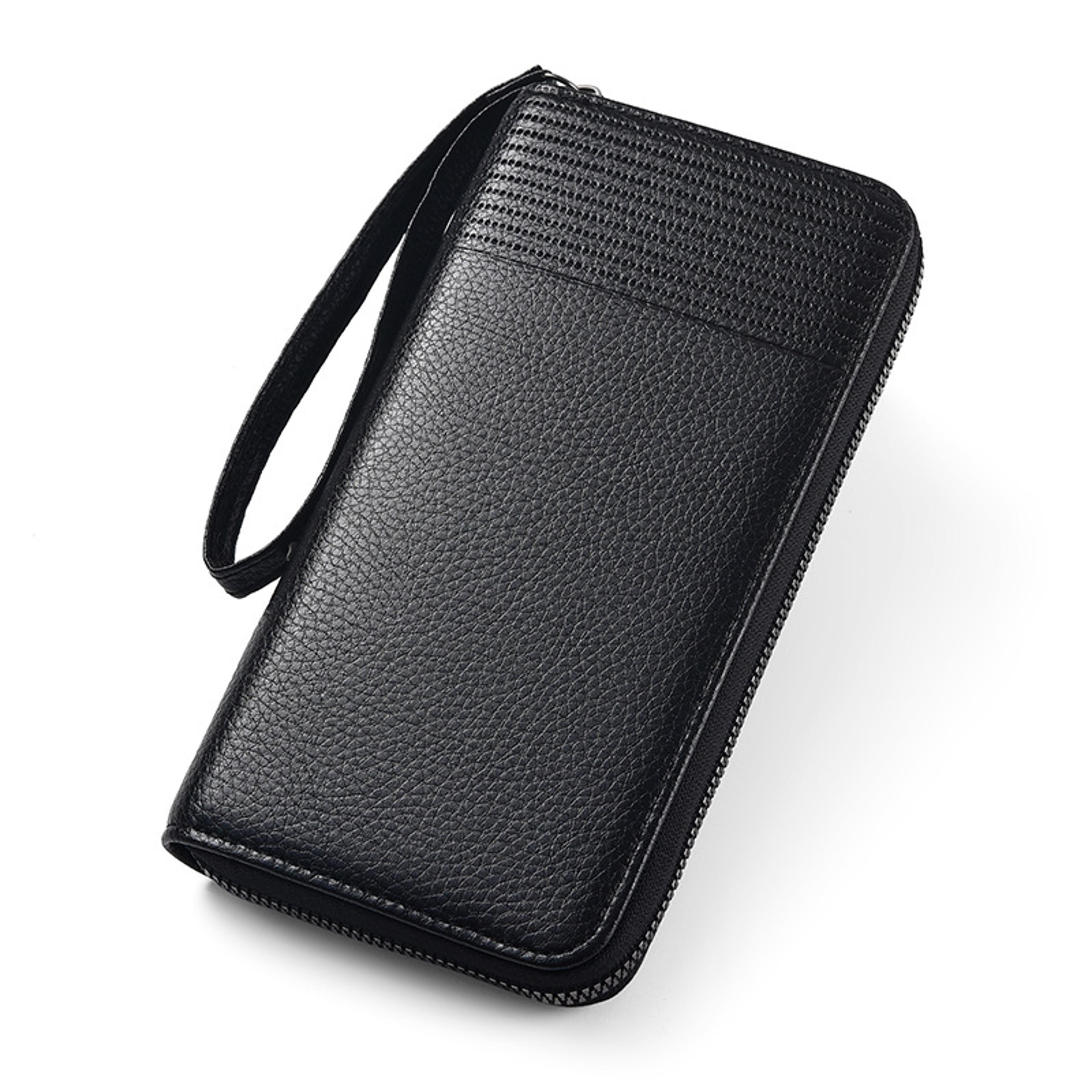 premium mens leather long rfid wallet slim organizer credit card holder & business zipper clutch