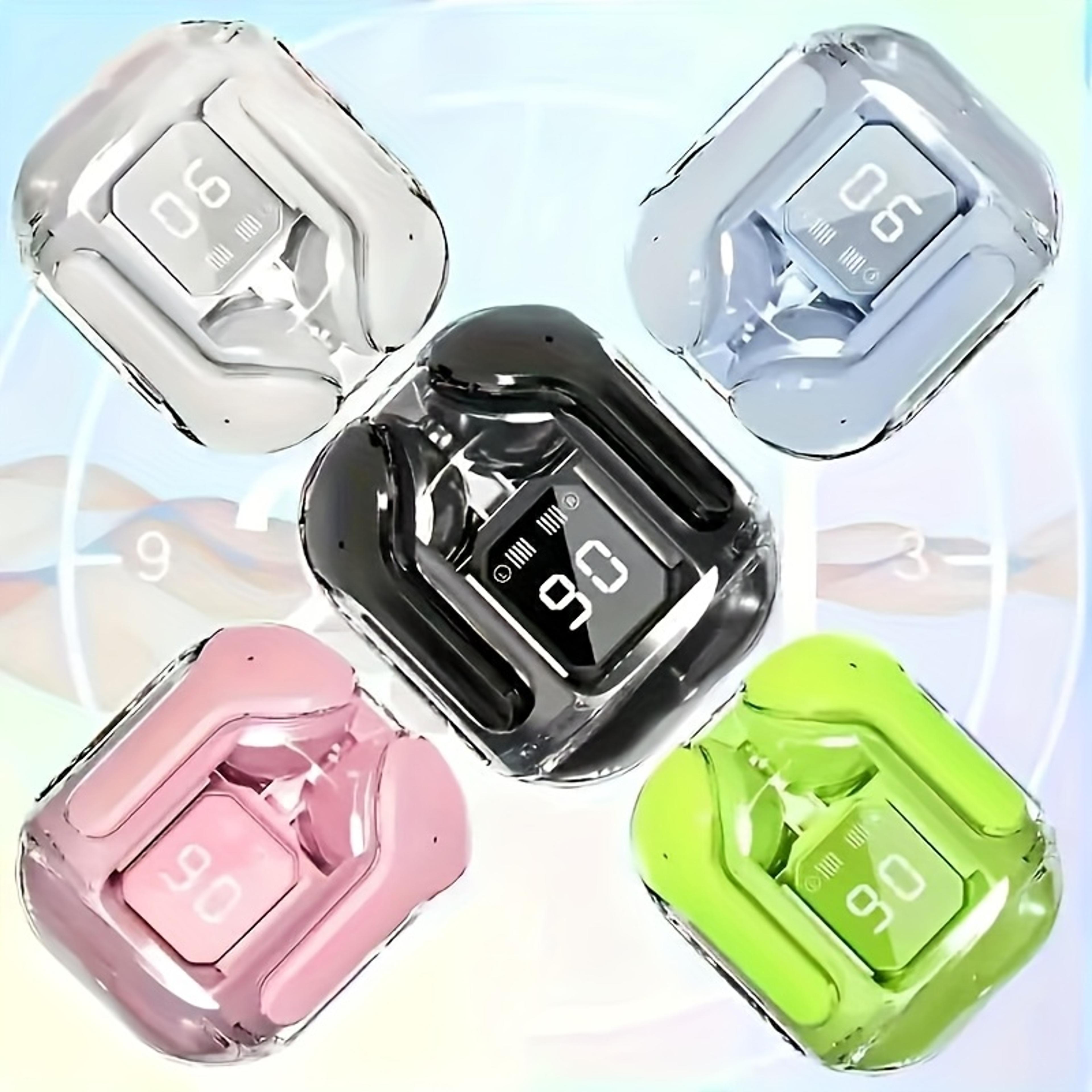 transparent wireless bluetooth earbuds with hifi stereo sound & led display