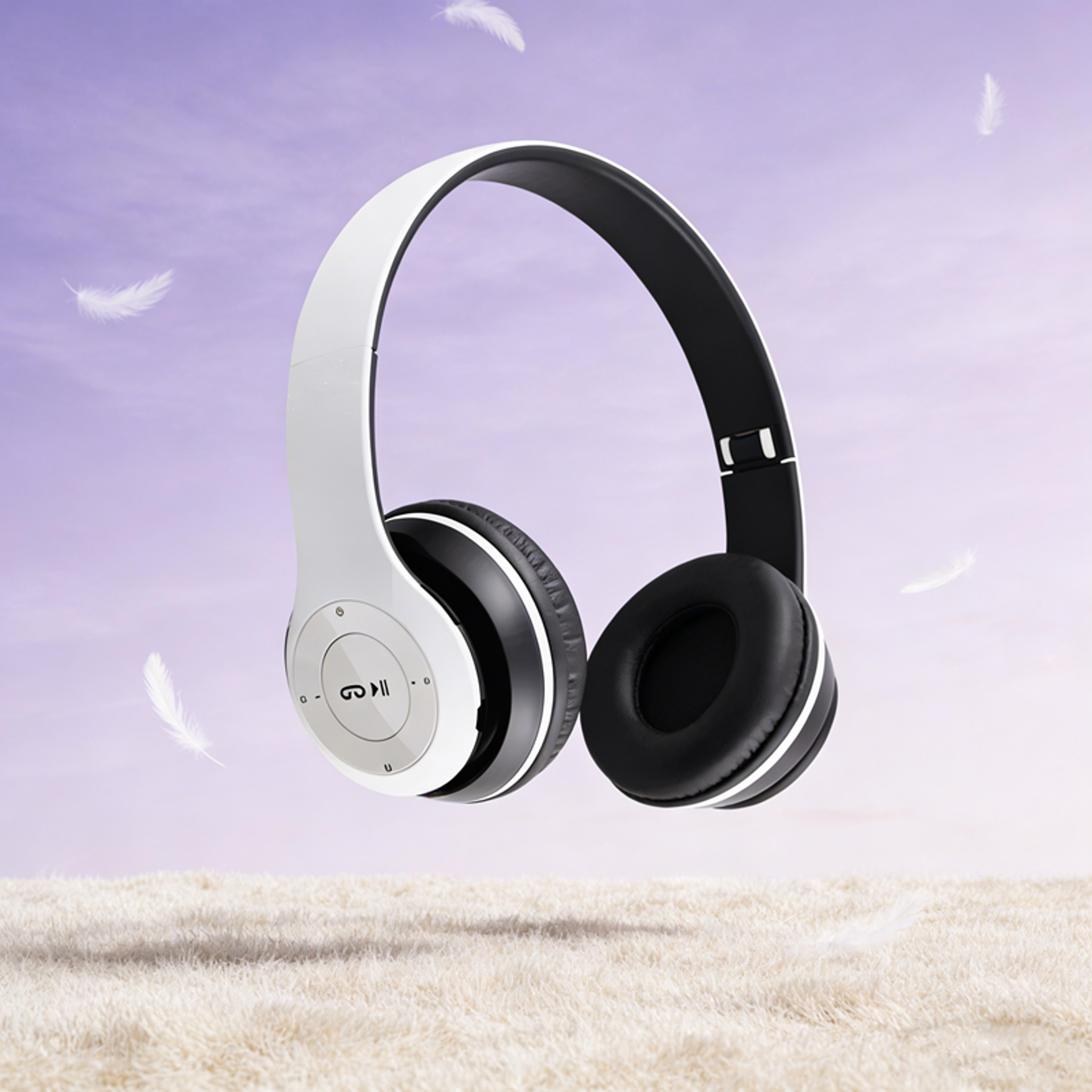 foldable wireless bluetooth headphones with microphone & volume control