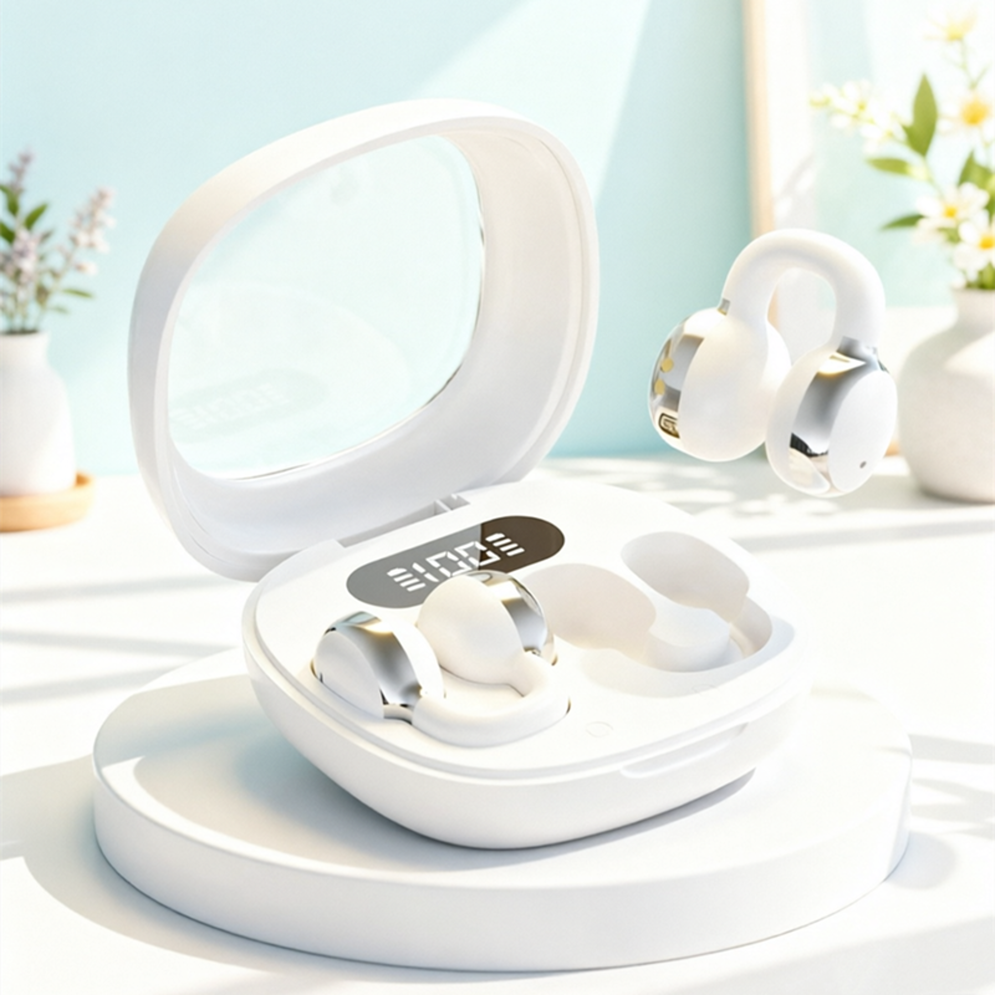 wireless bluetooth headset with digital display stereo earbuds