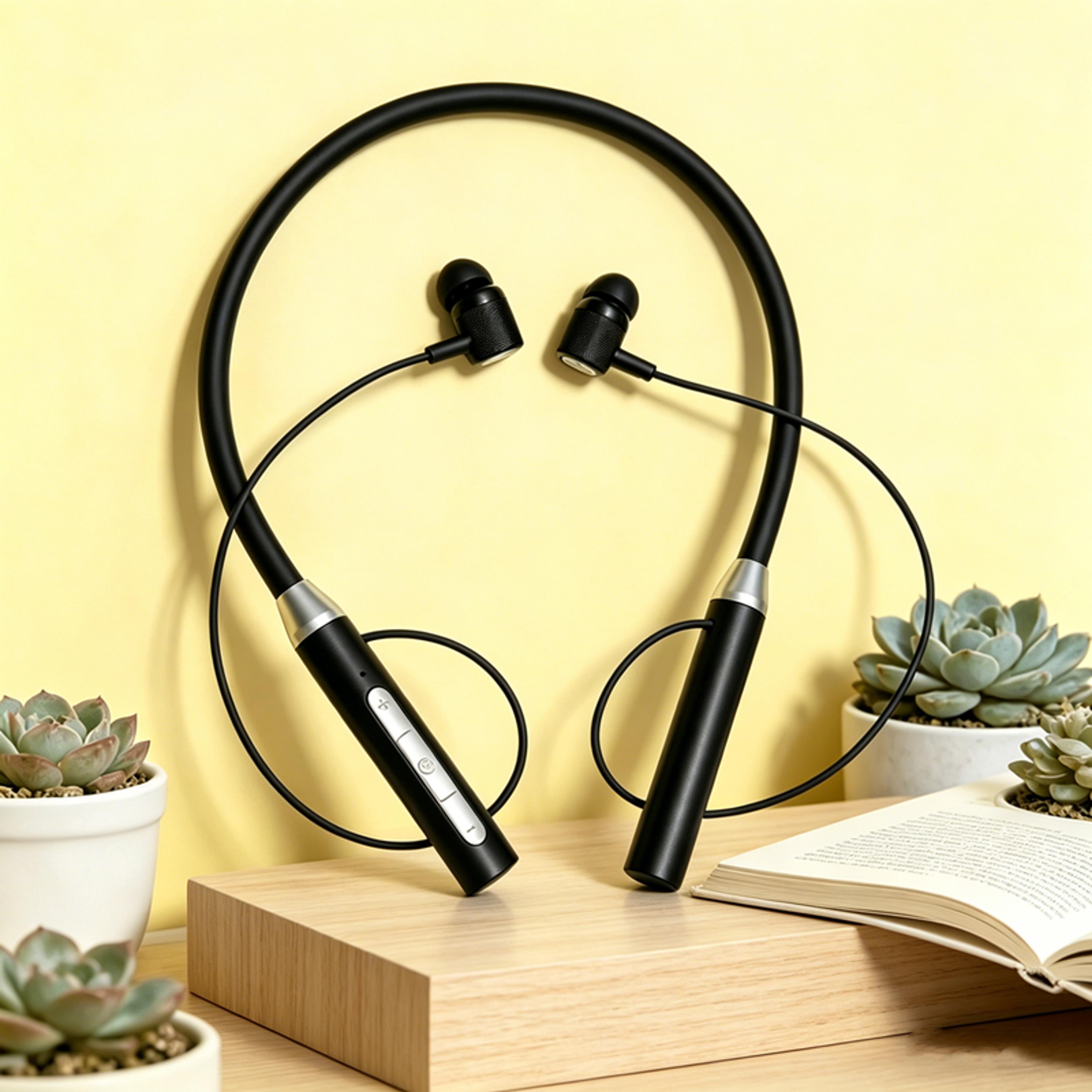 wireless bluetooth neckband headphones with microphone