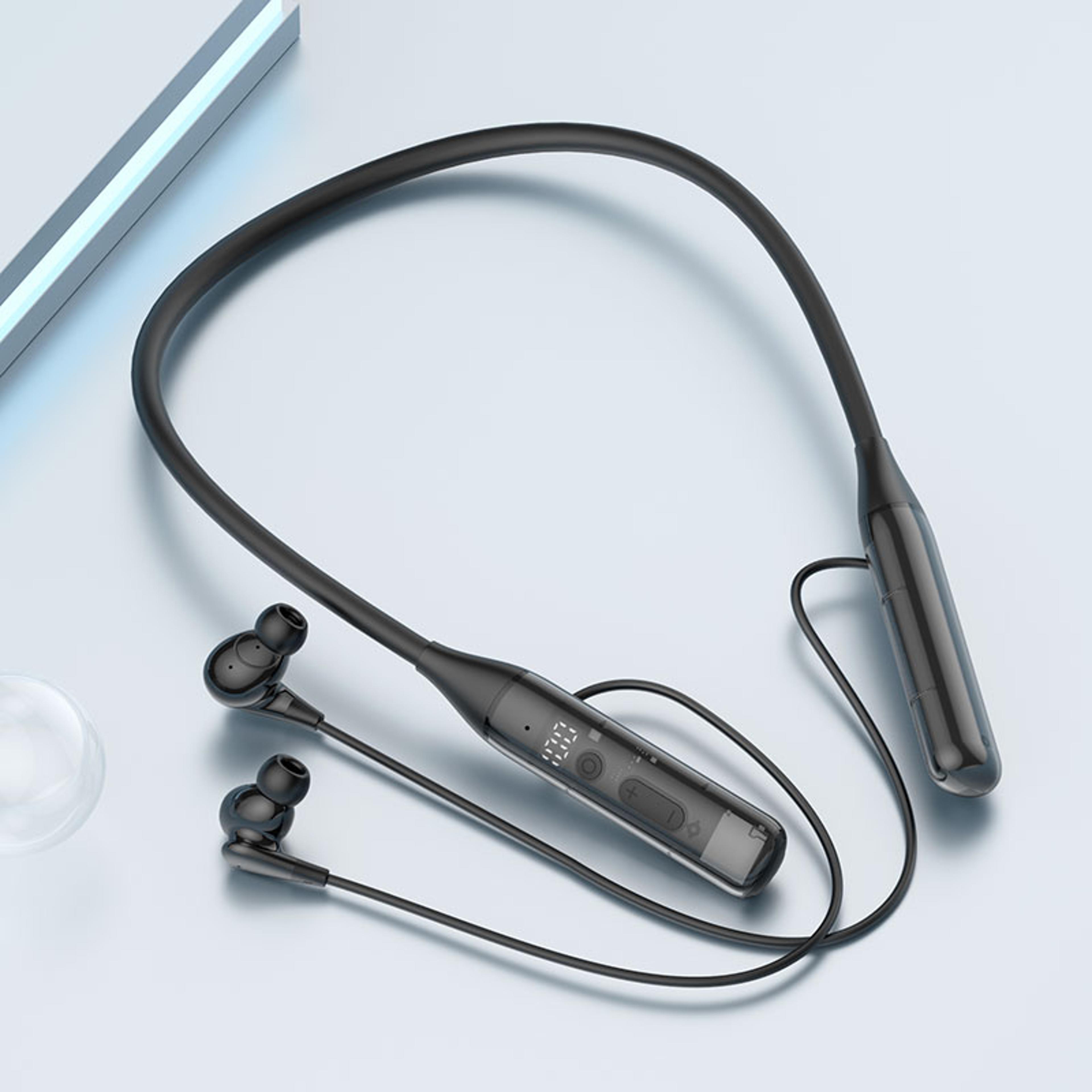 playback wireless bluetooth headphones with hd call & noise reduction neckband