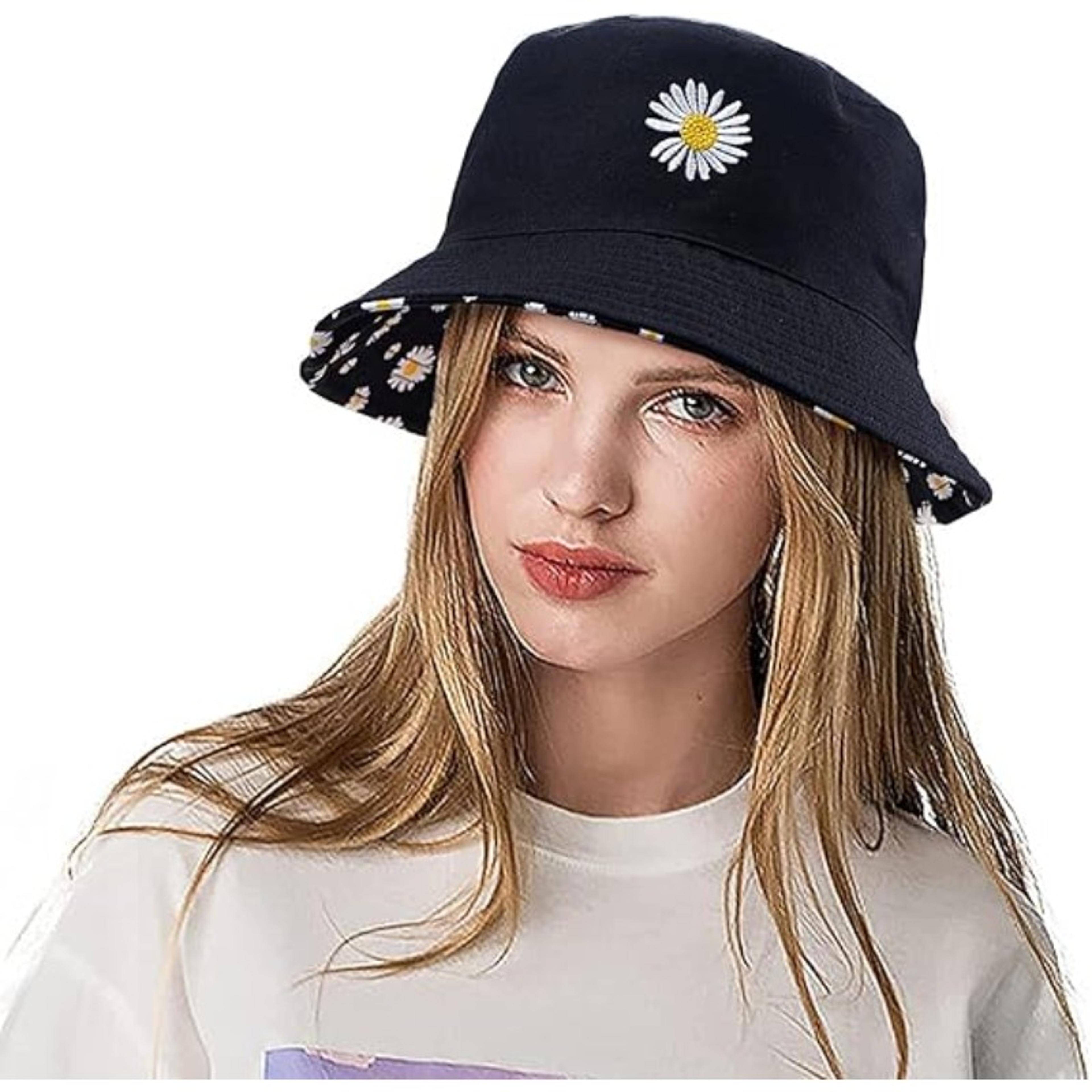 daisy reversible bucket hat cotton sun hat for beach travel and outdoor wear