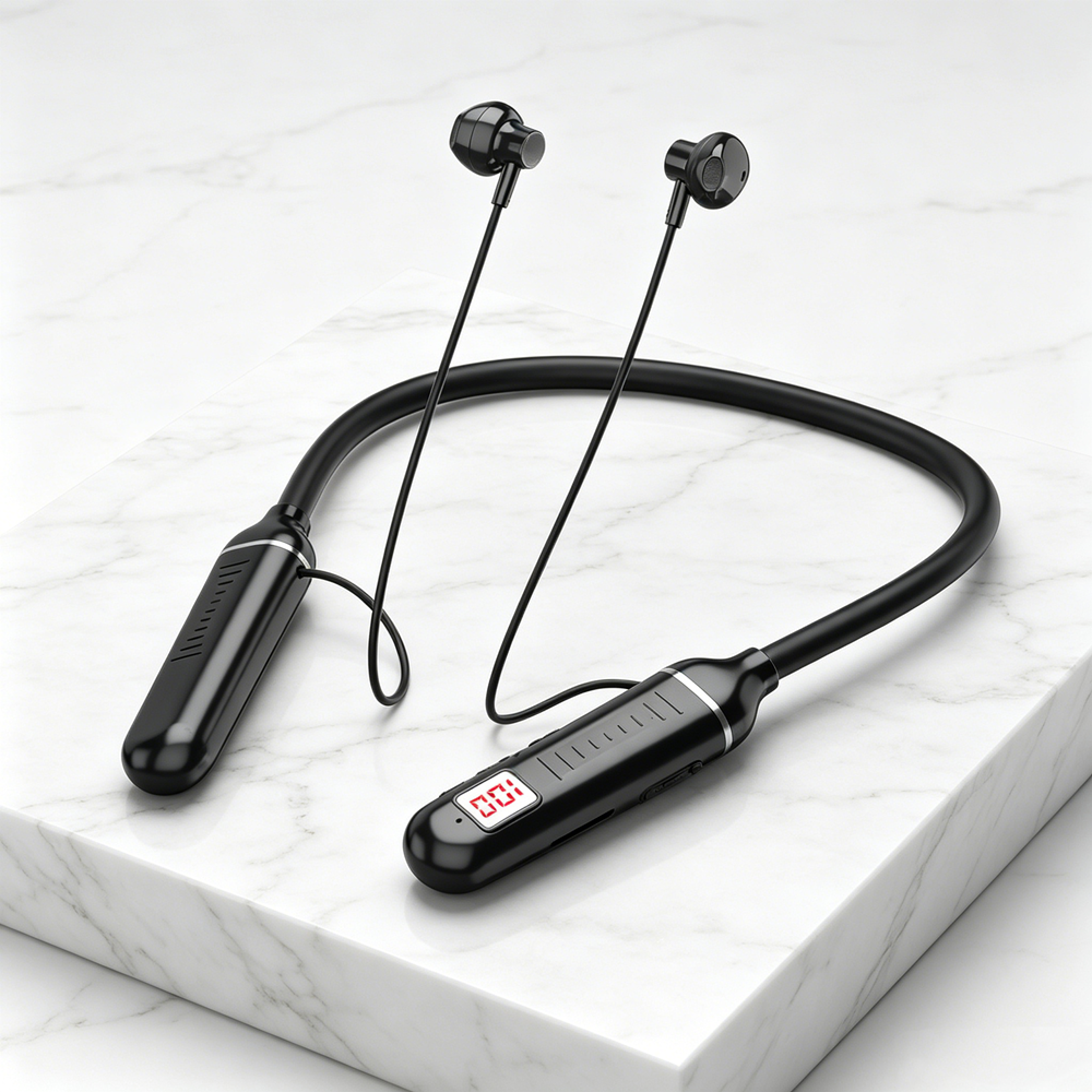 led display wireless neckband headphones with mic and tf card