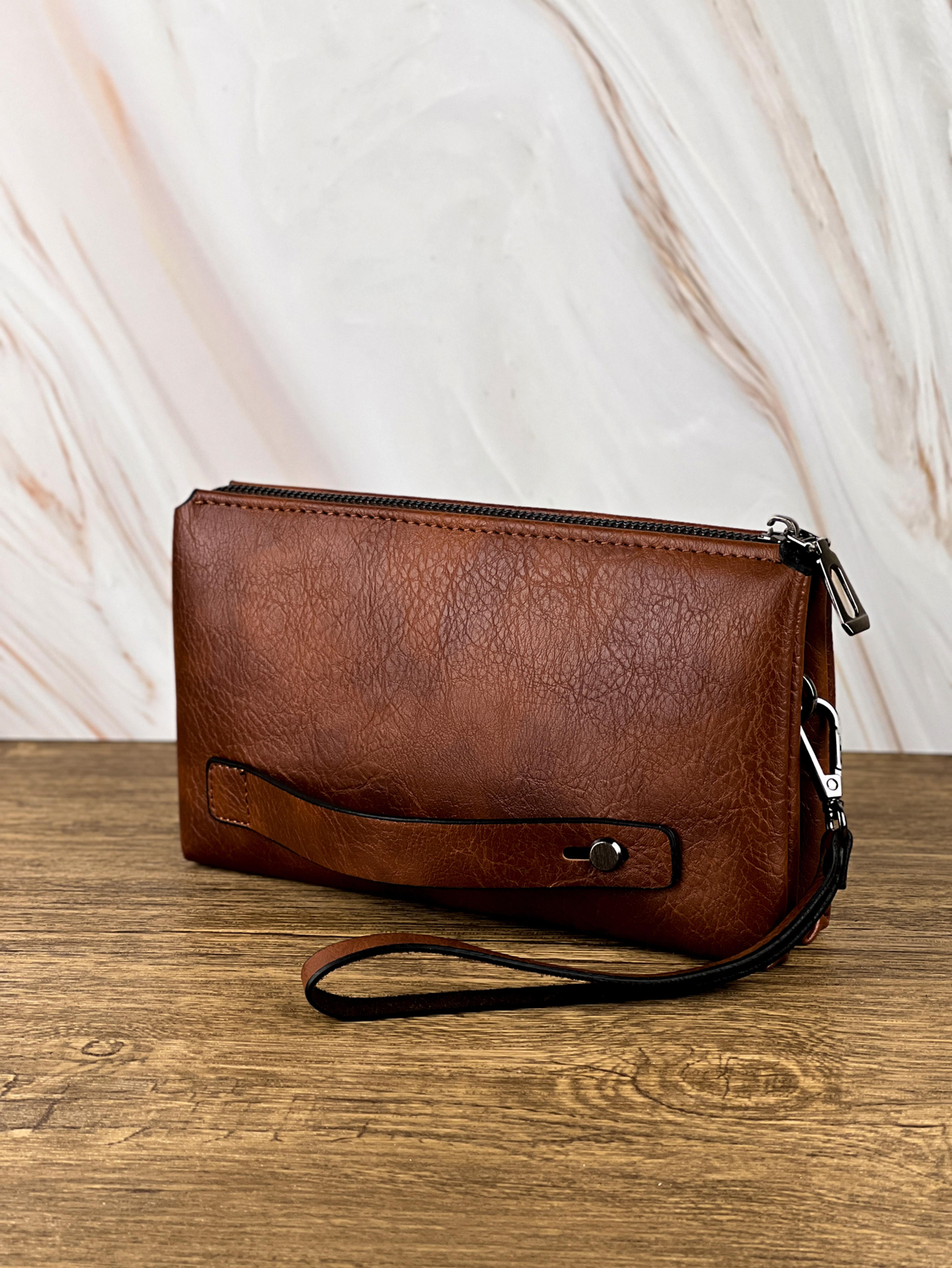 premium mens business large capacity clutch bag wallet double compartment long zipper wallet