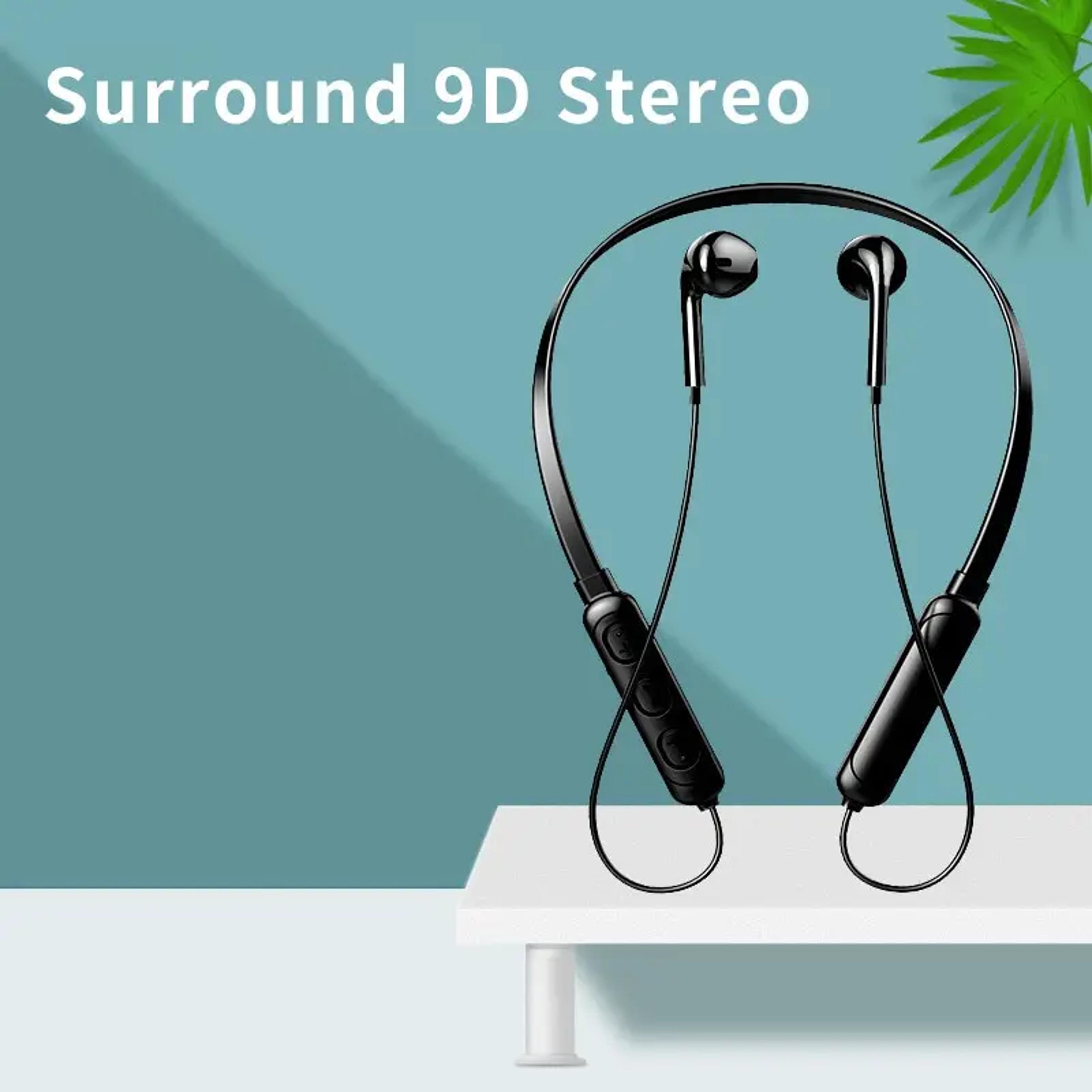 wireless bluetooth neck hanging sports headset with noise reduction mic & stereo sound