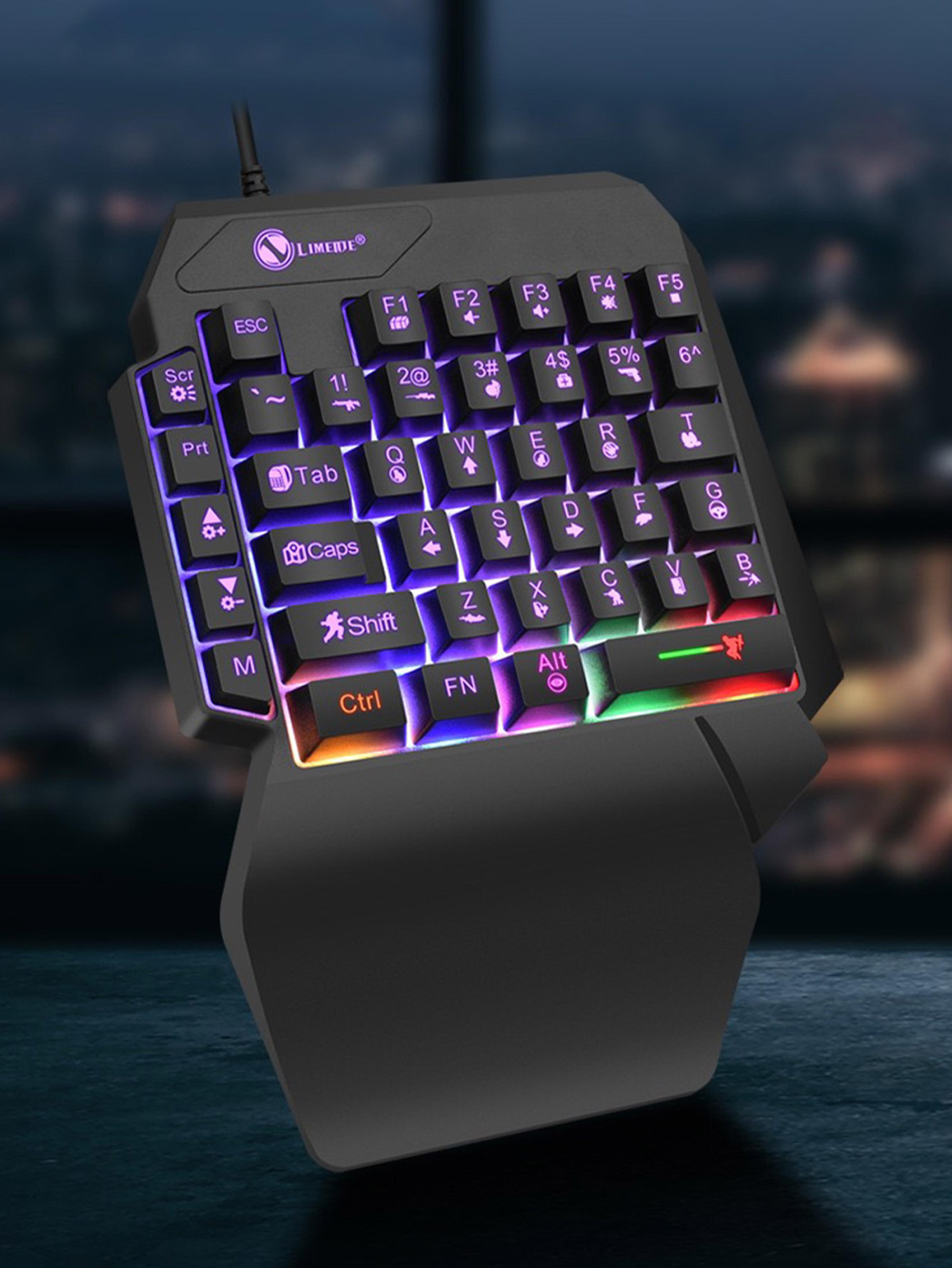 mechanical one handed rgb wired gaming keyboard with wrist support & radium engraving