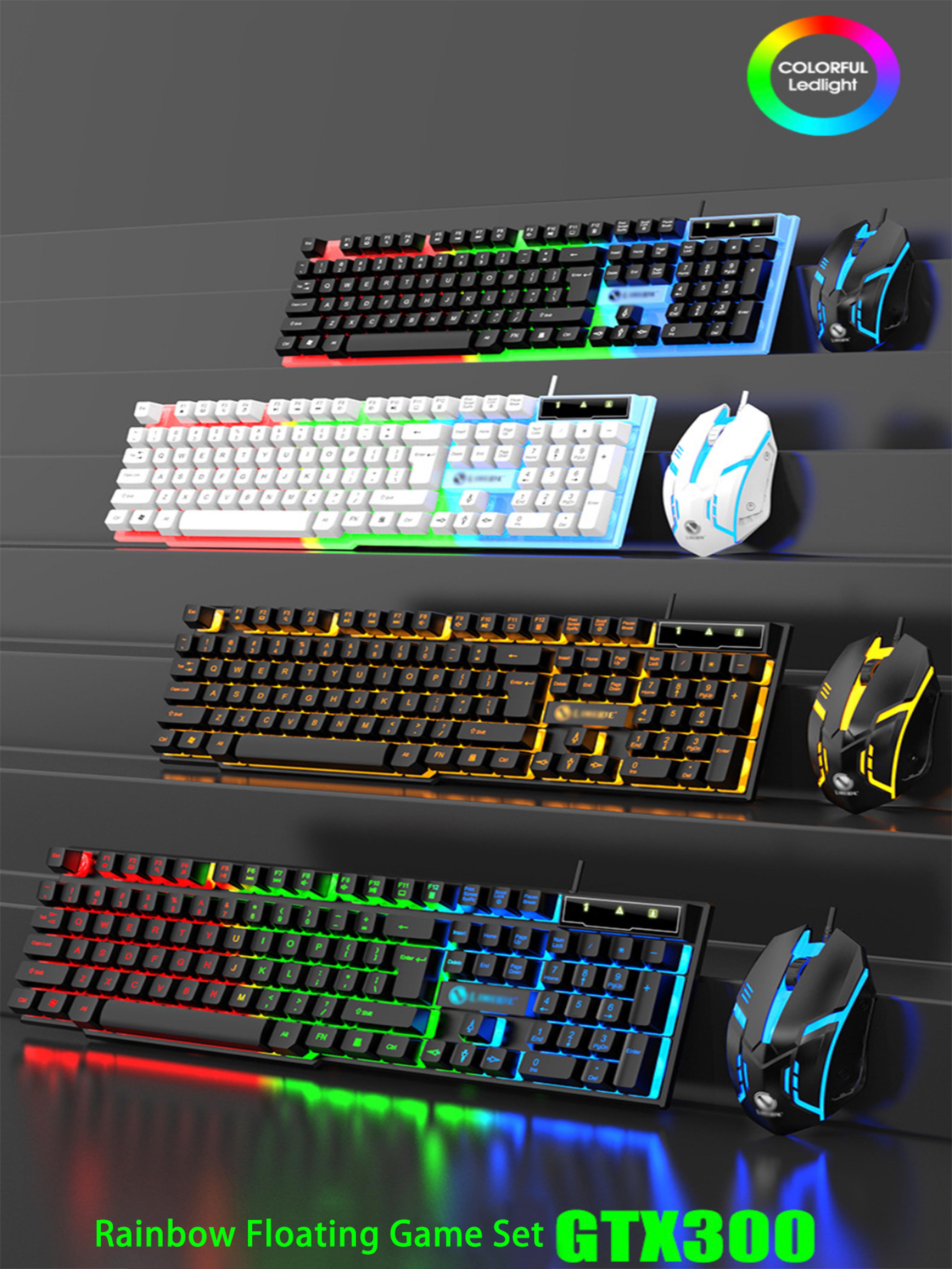 ultimate wired gaming keyboard & mouse combo backlit floating keycap set