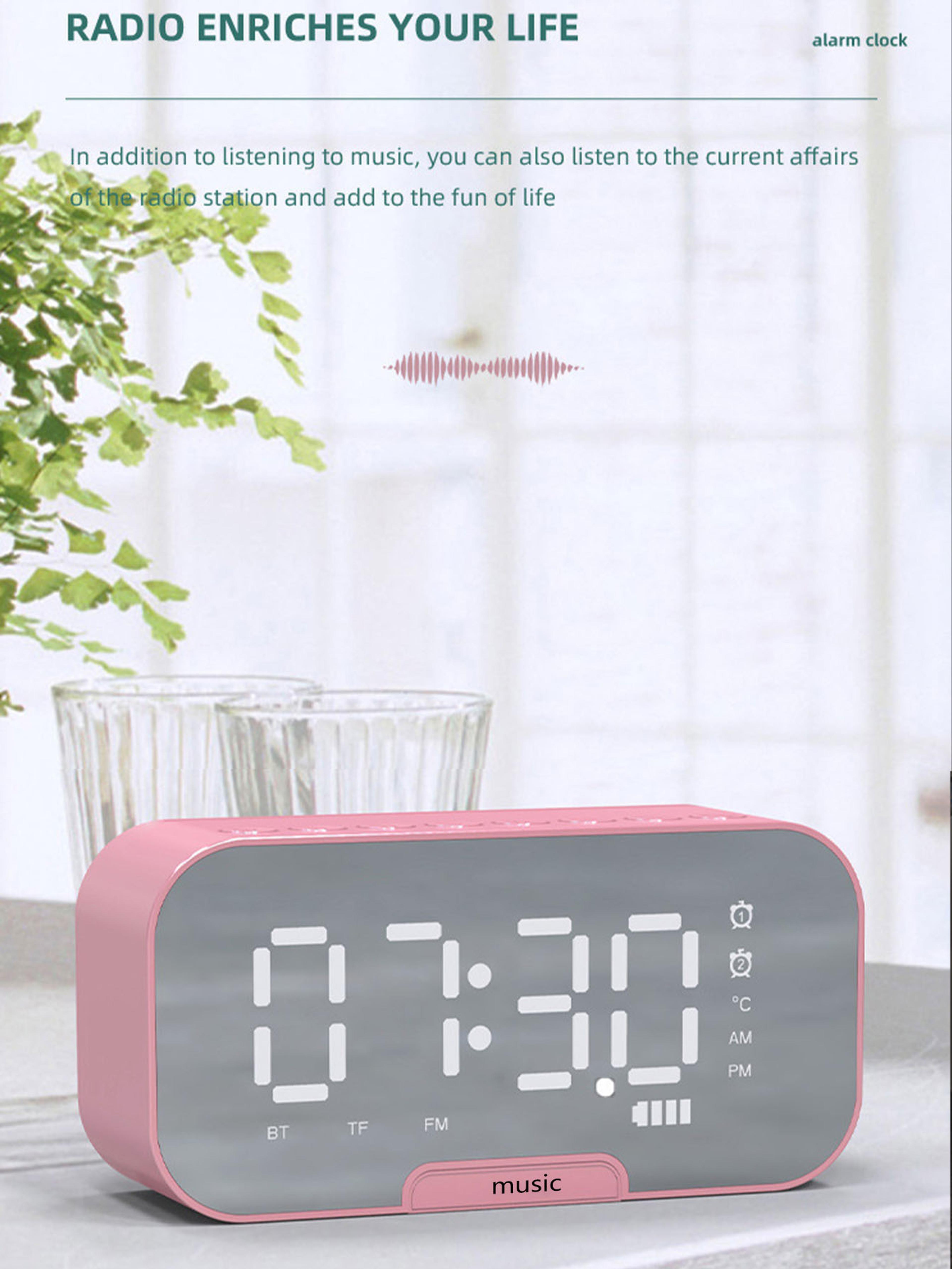 auratune mirror alarm clock and wireless bluetooth speaker phone stand