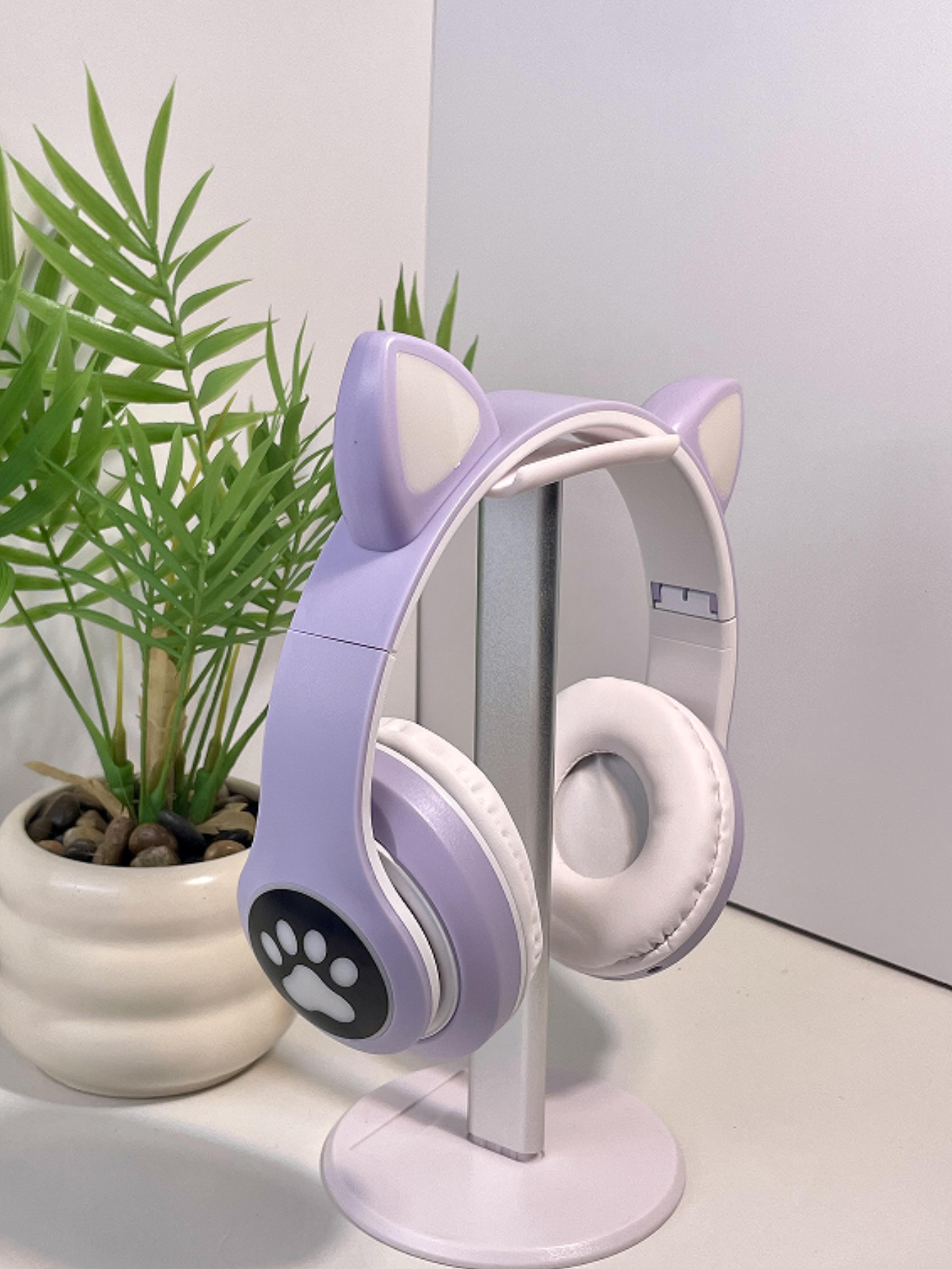 cute cat ear wireless gaming headset with low latency rgb lights