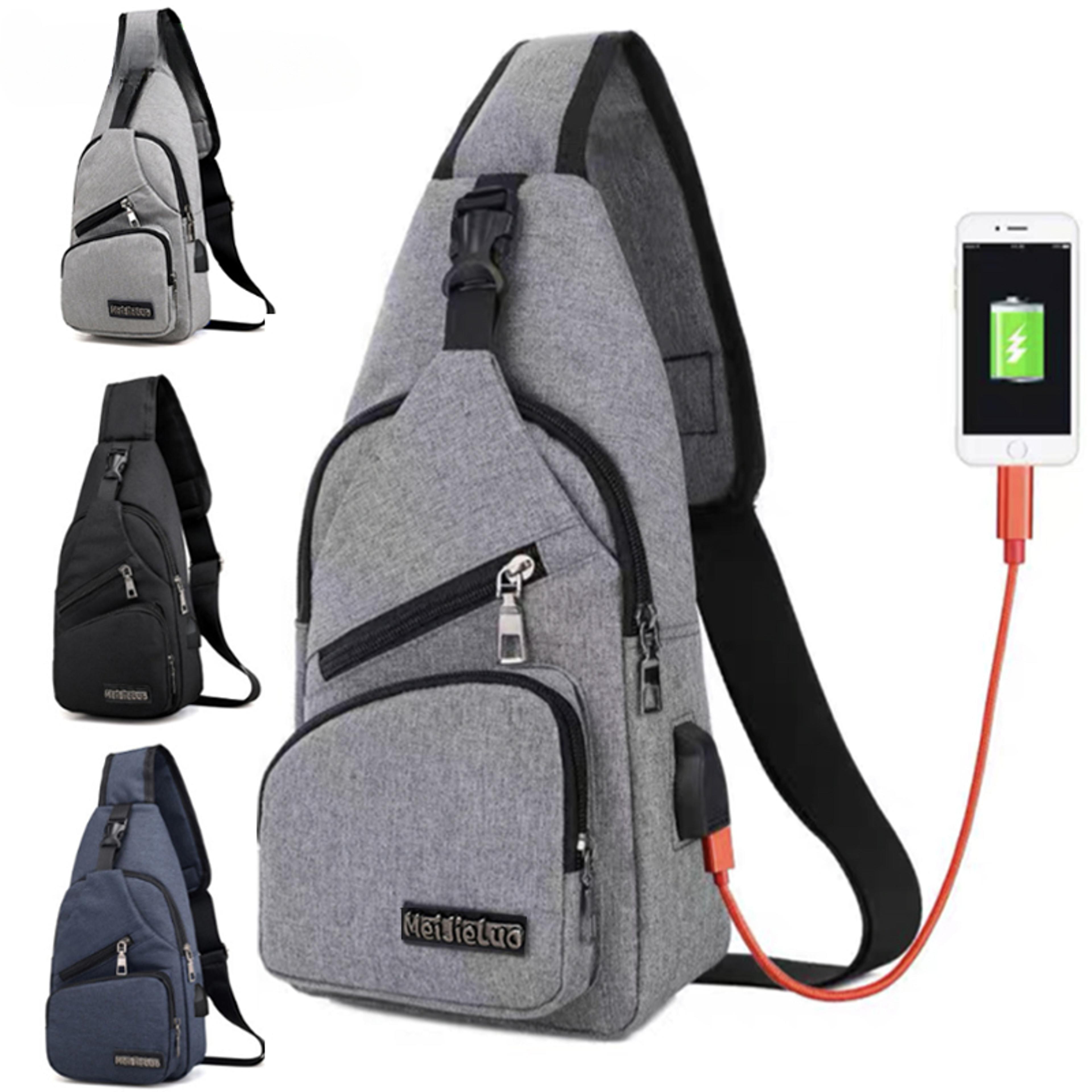 usb charging sling bag for men anti theft chest crossbody travel bag