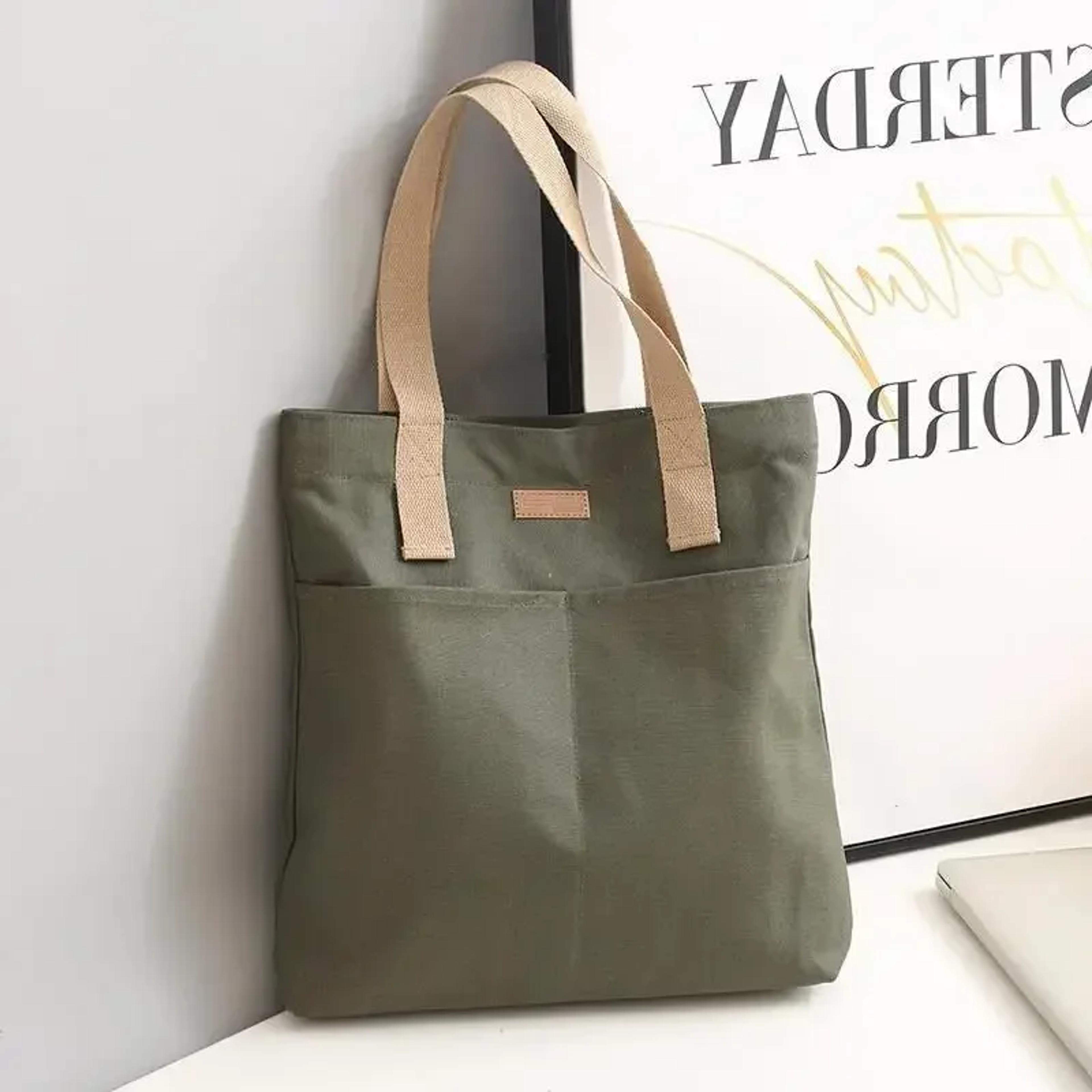 womens large canvas tote bag spacious reusable shopping & beach bag with shoulder strap