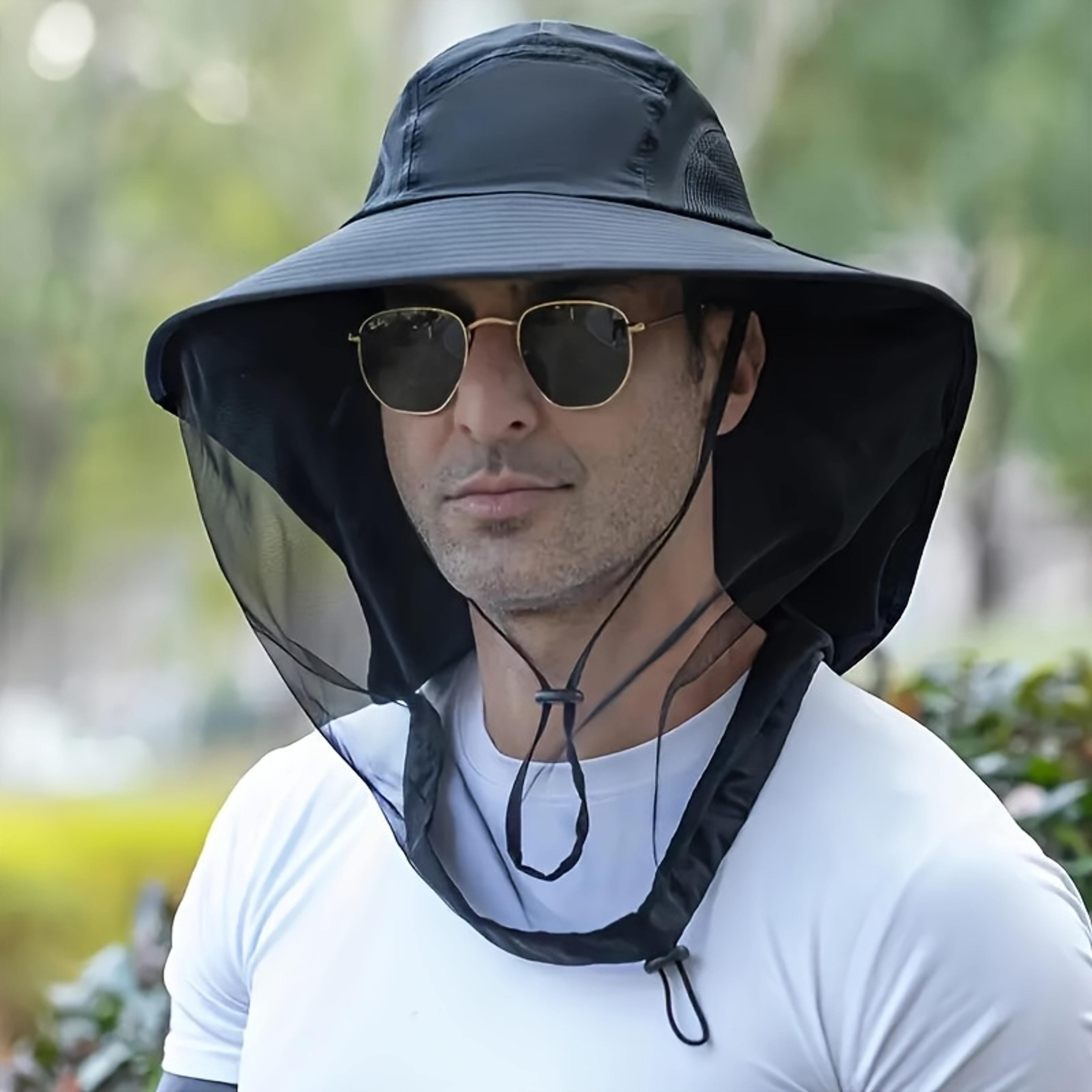 premium wide brim sun hat with face mask uv protection outdoor hat for fishing & hiking