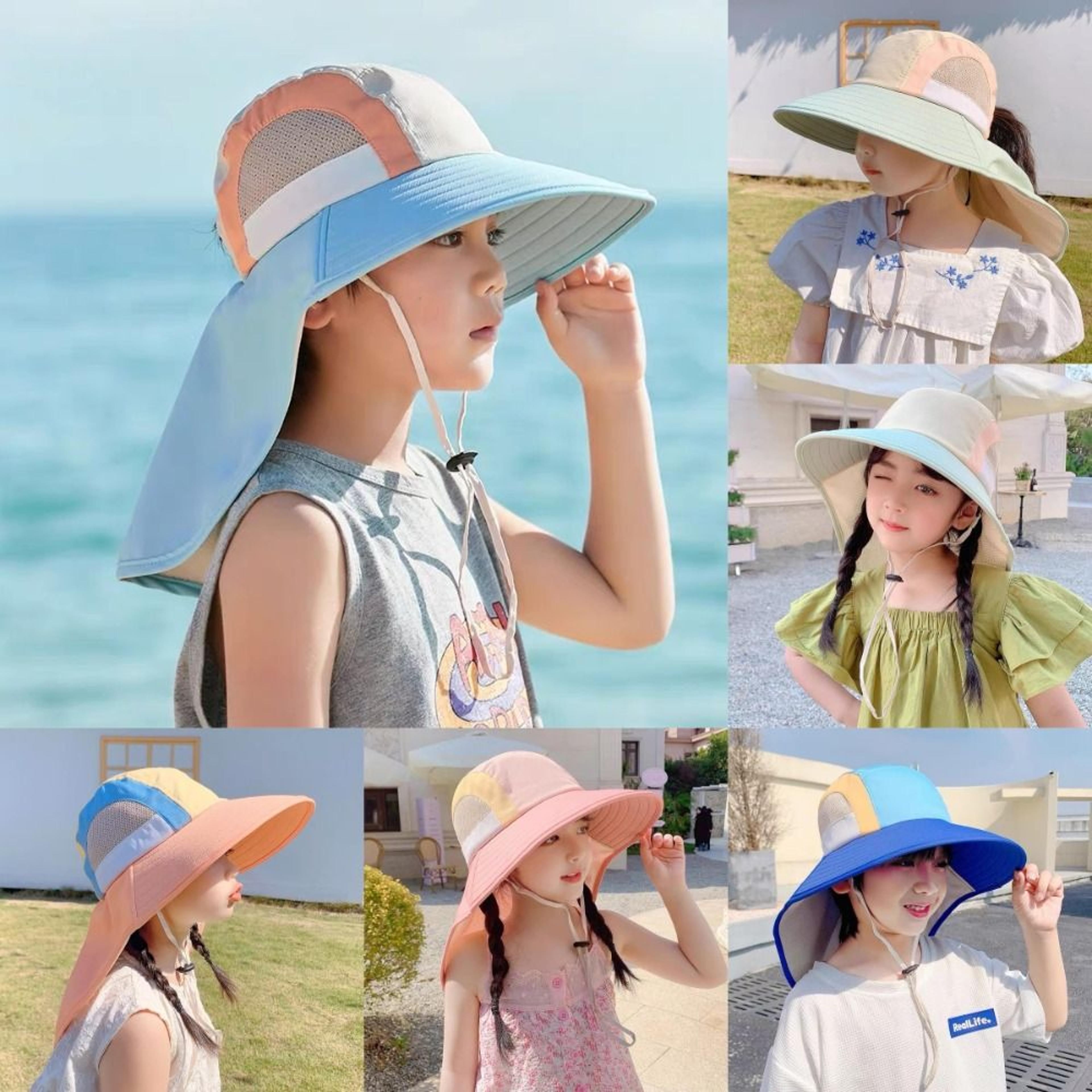 premium uv defense kids sun hat with neck flap breathable wide brim outdoor protection