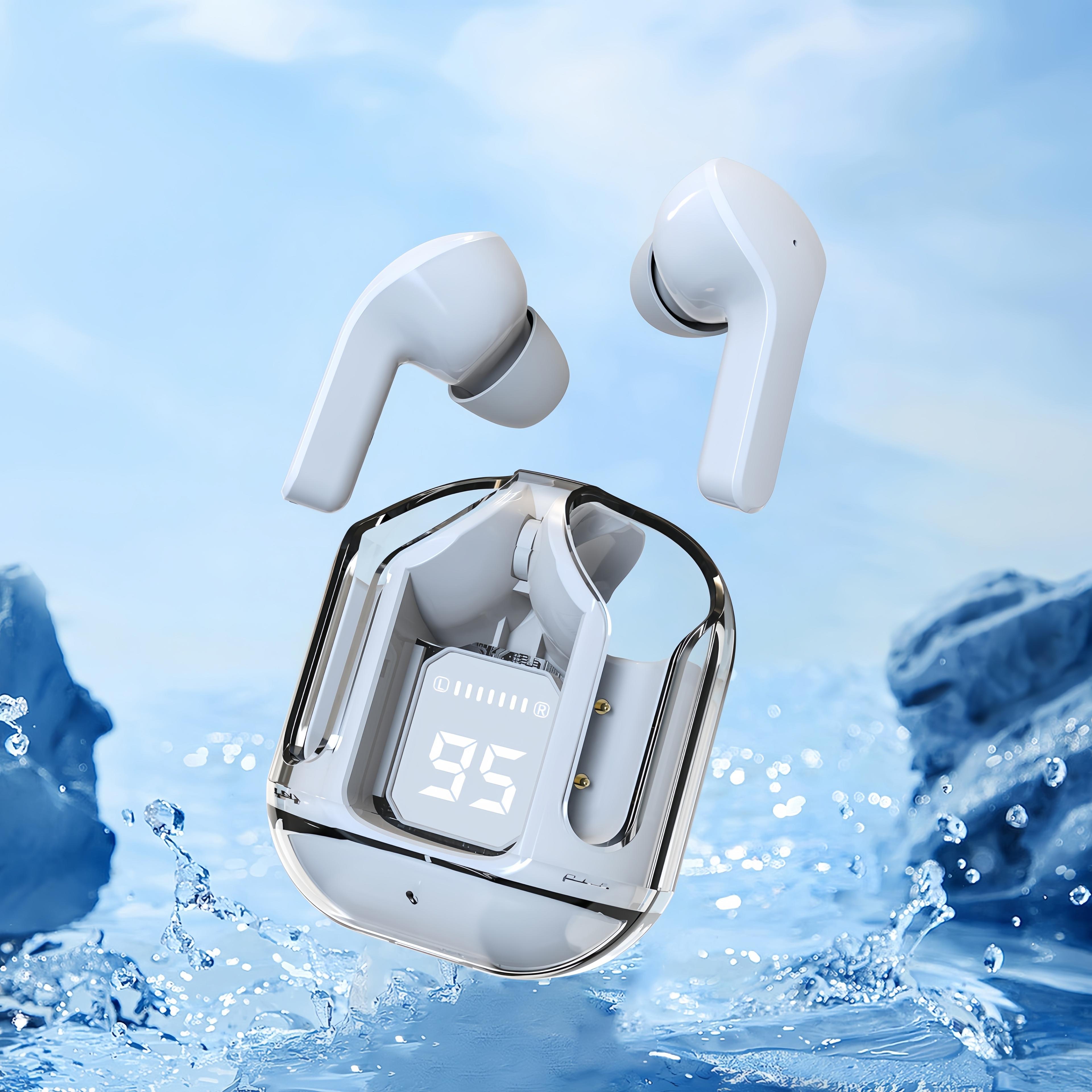 premium mini bluetooth true wireless earbuds transparent design powerful bass portable sport fit