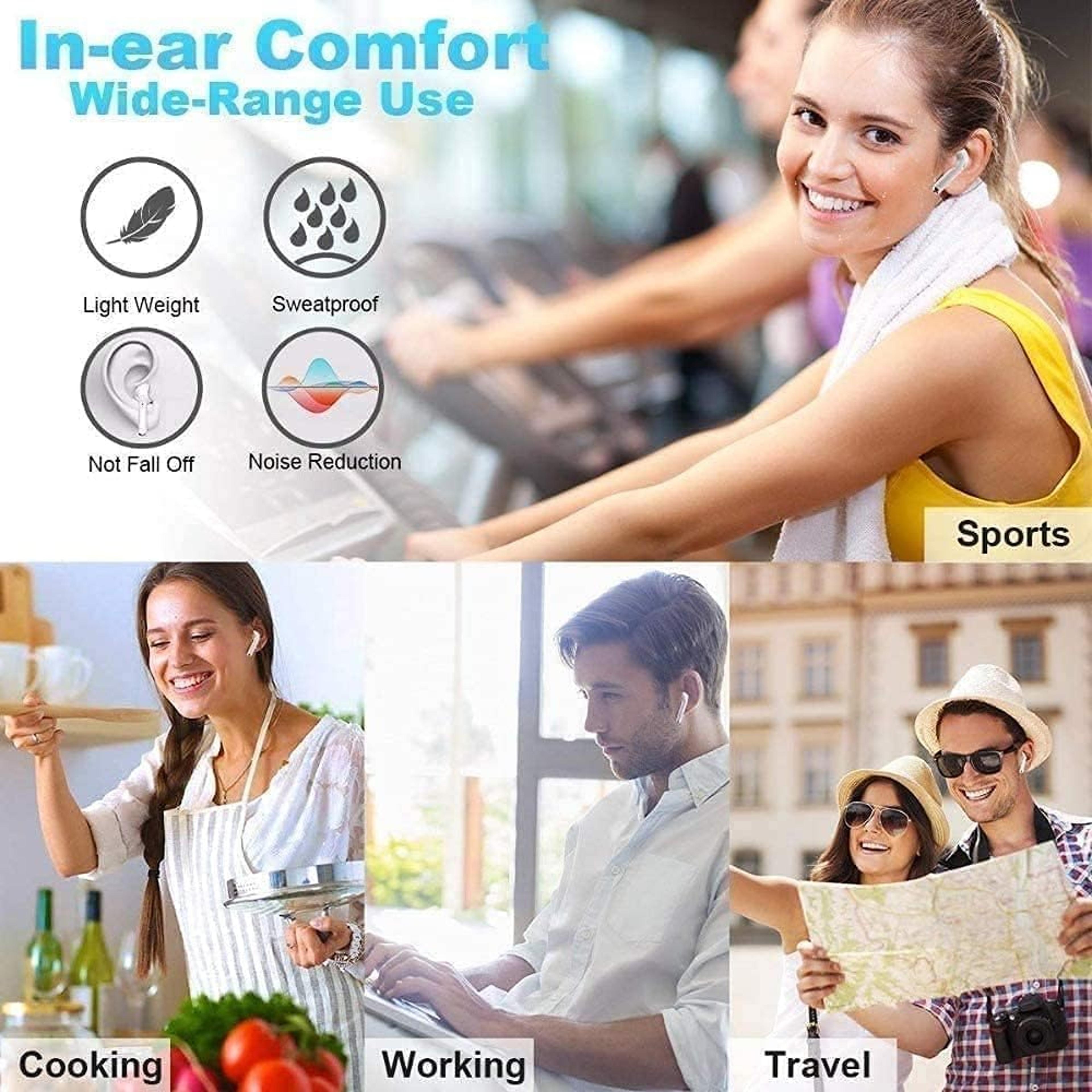 premium wireless bluetooth earbuds with noise cancelling & charging case