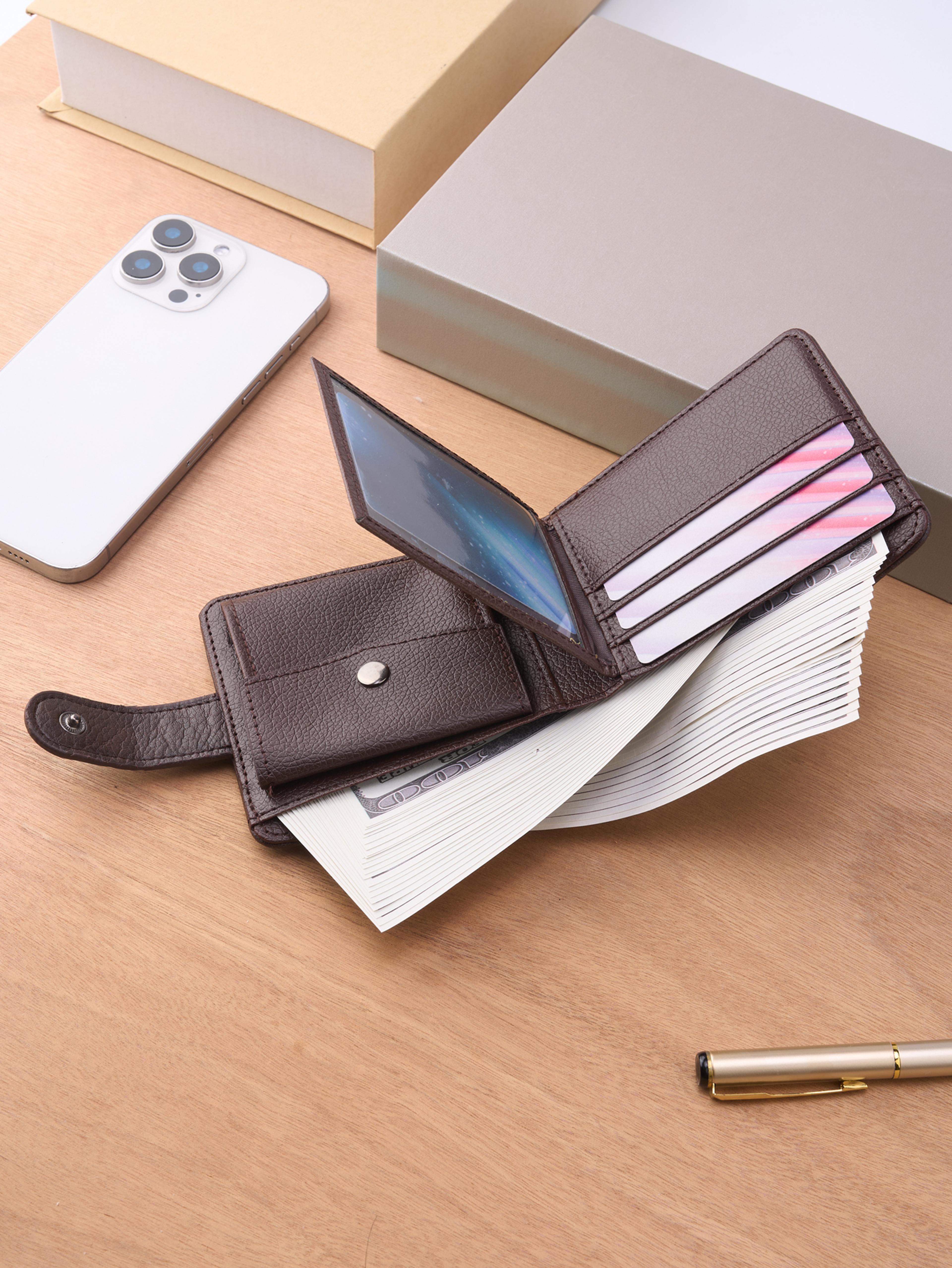 slim leather zipper wallet for men with card holder and coin pocket