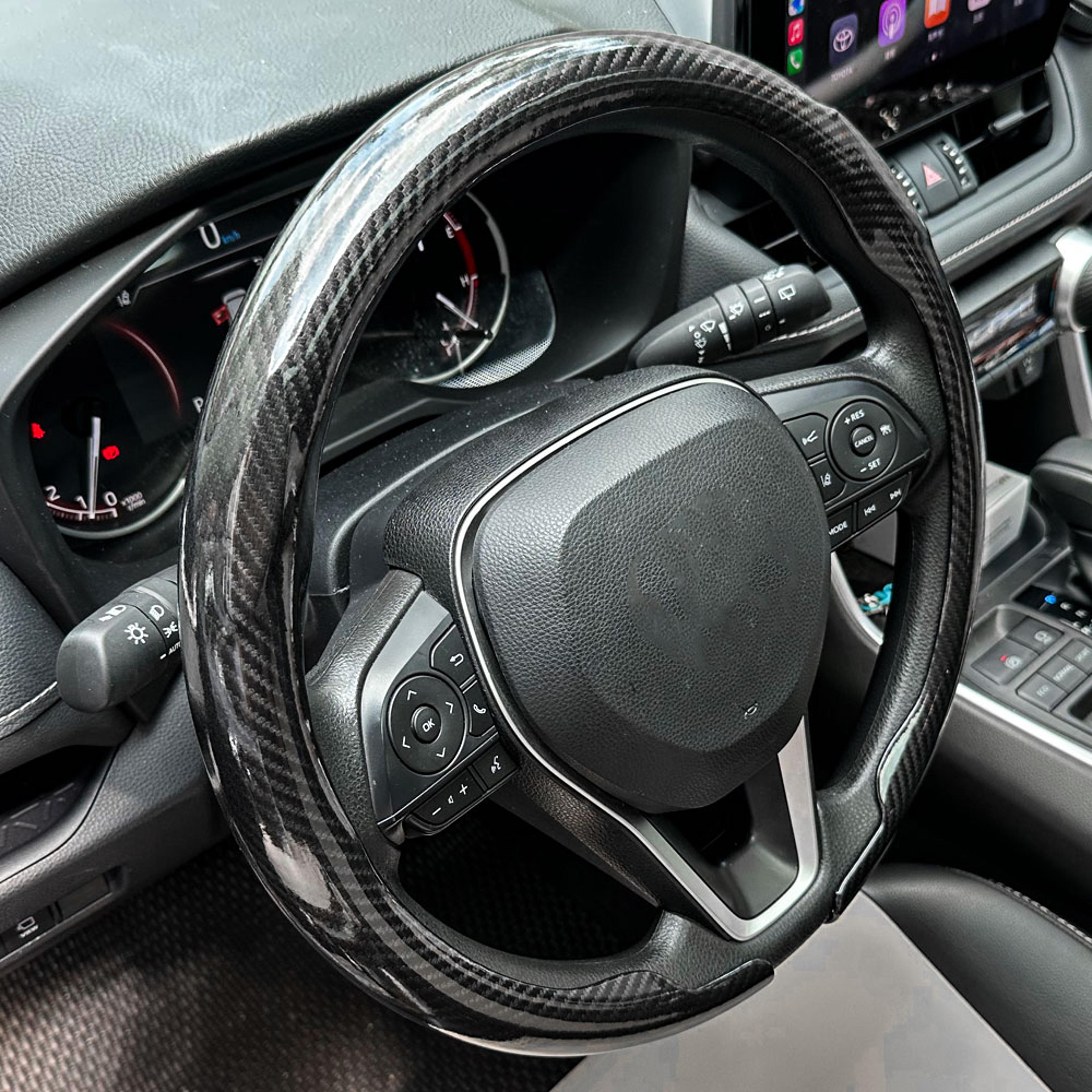 luxury carbon fiber car steering wheel cover non slip universal fit