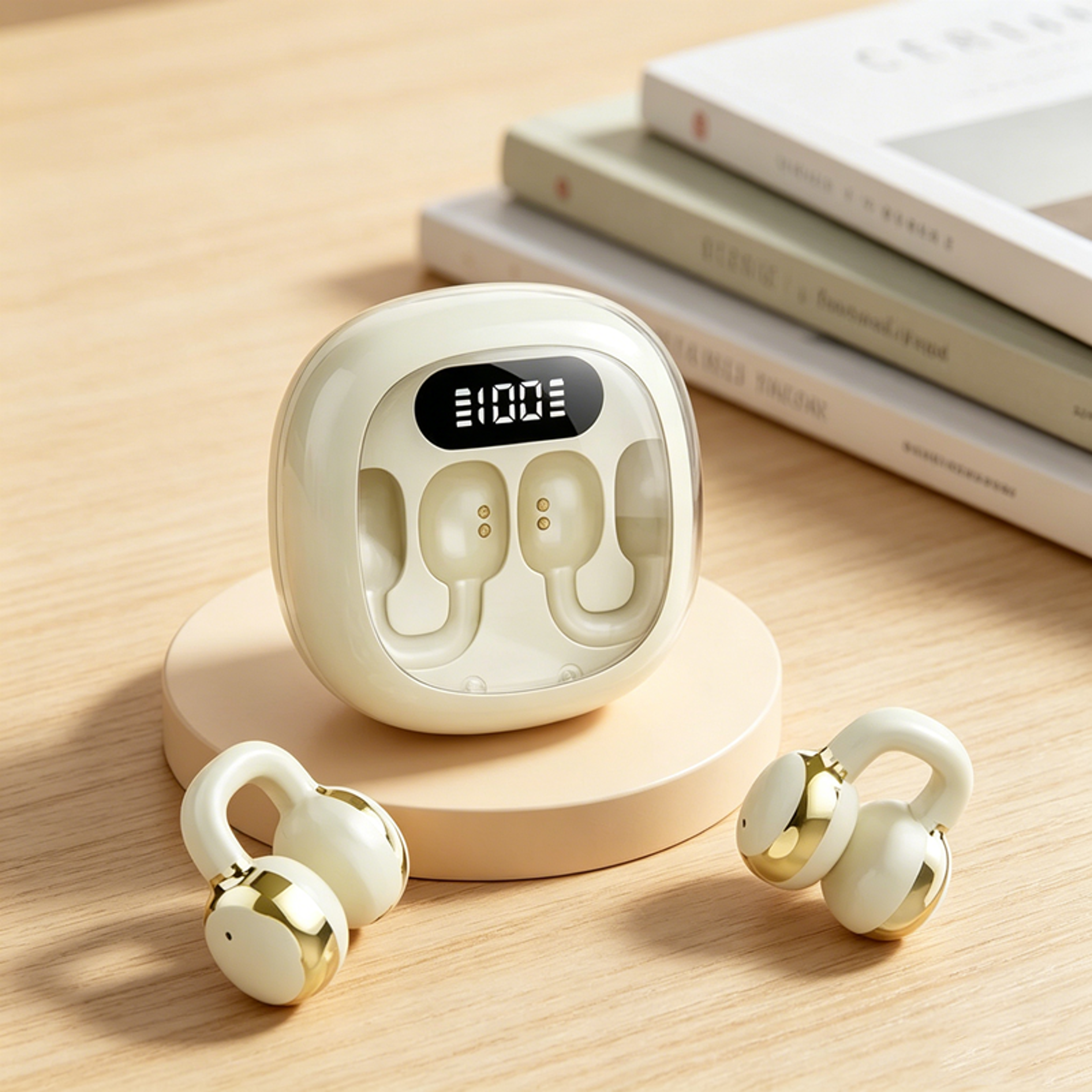 tws wireless earbuds with digital display charging case
