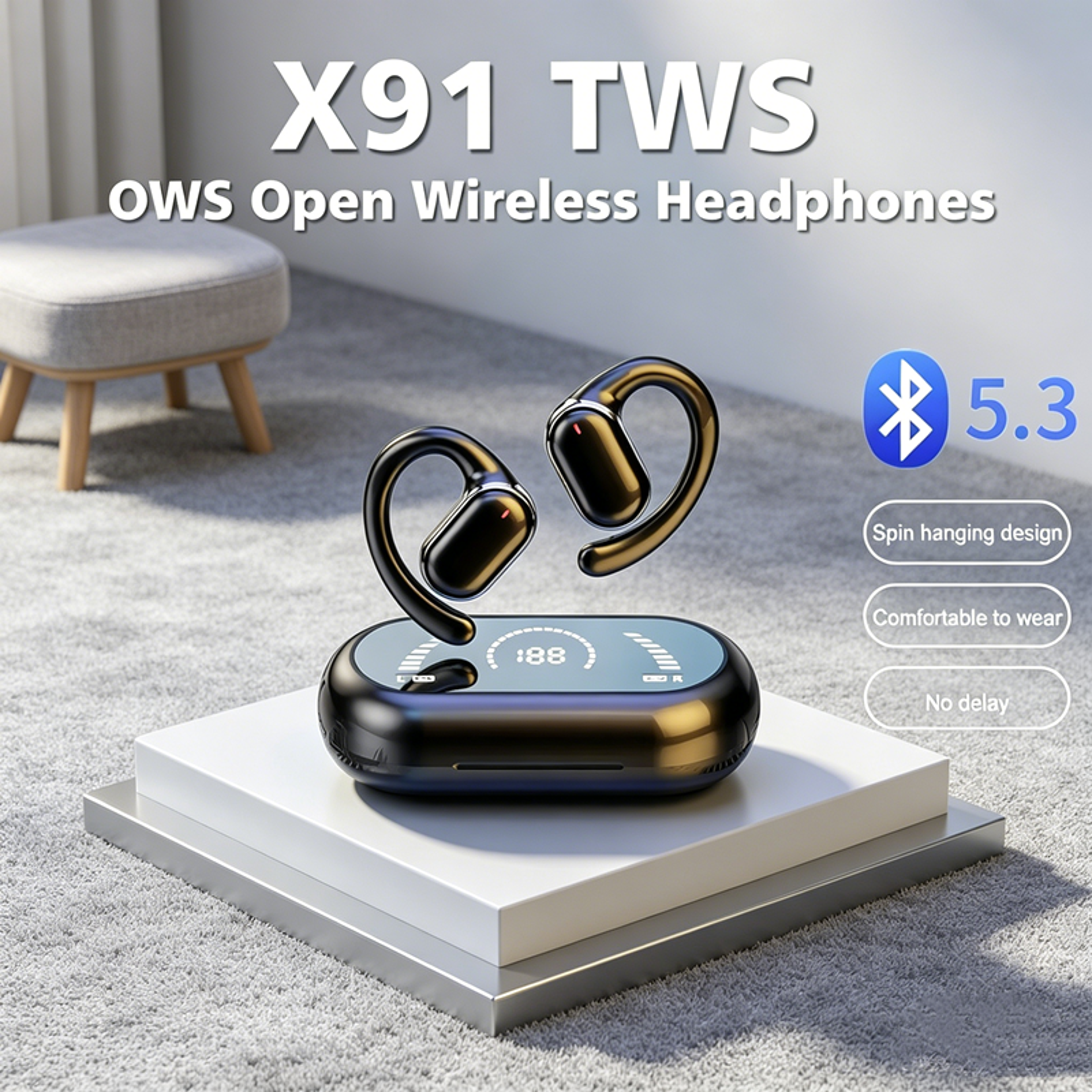 bluetooth wireless earbuds with hifi stereo sound and touch control