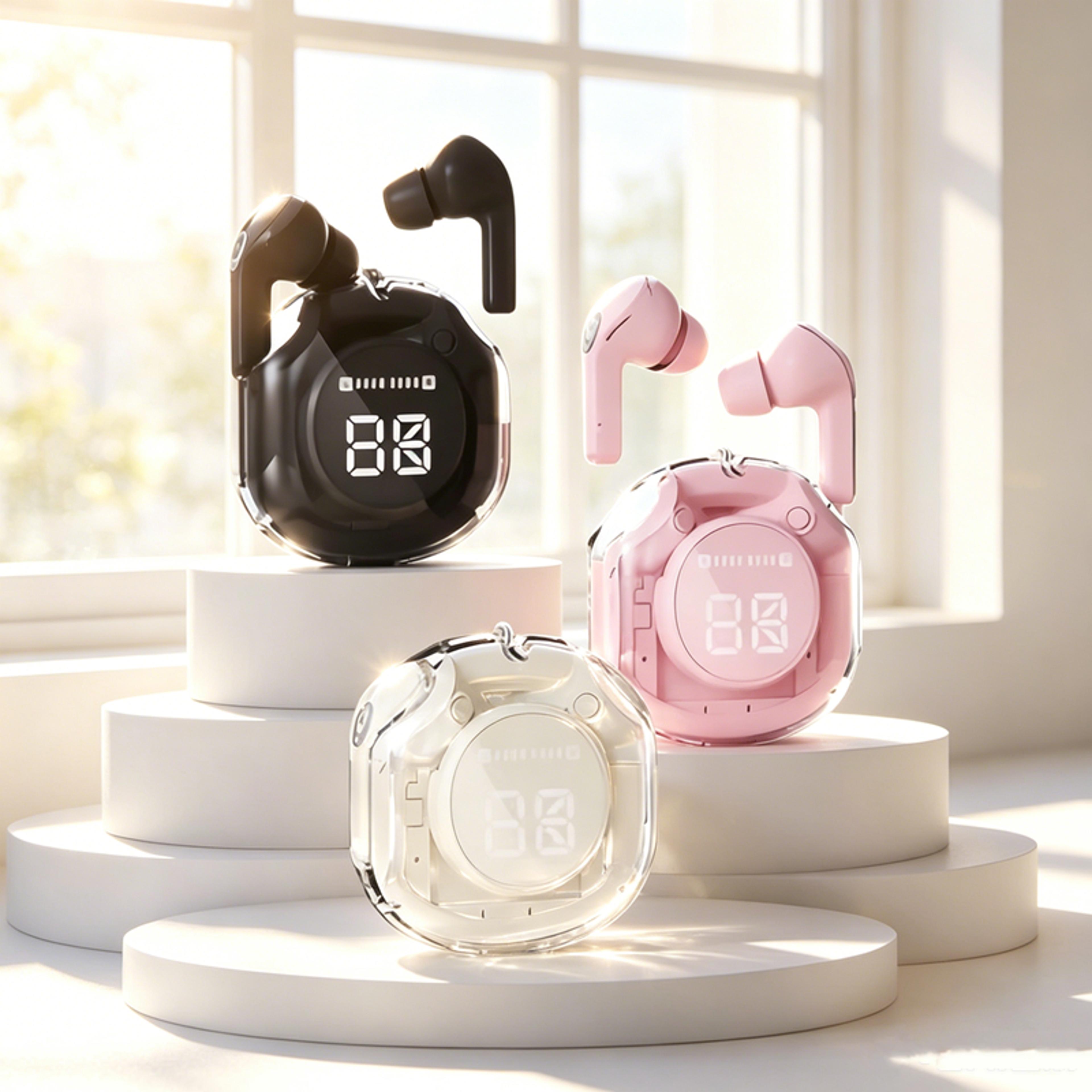 led display wireless bluetooth earbuds with portable charging case