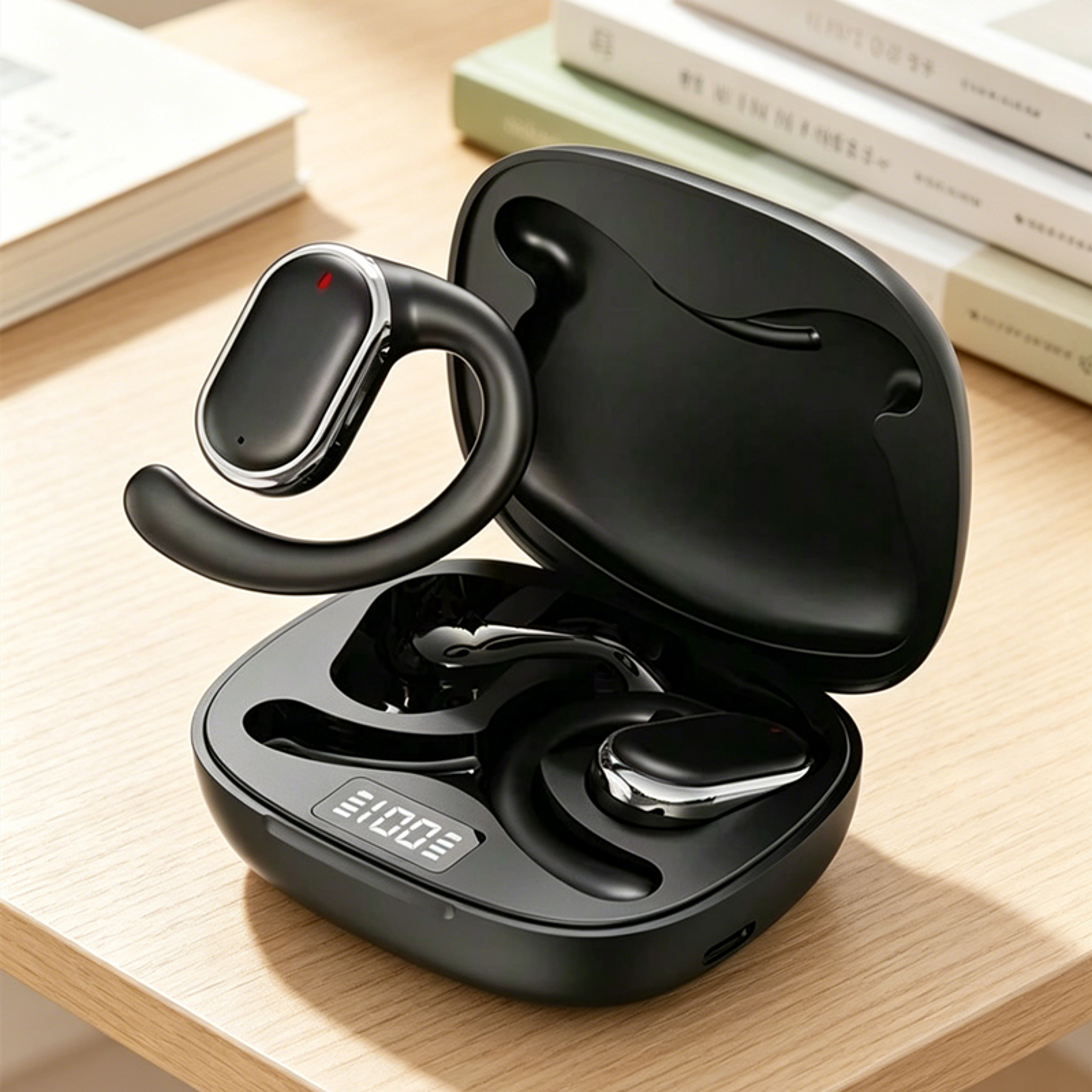 securefit wireless ear hanging headset with noise reduction waterproof bluetooth earphones