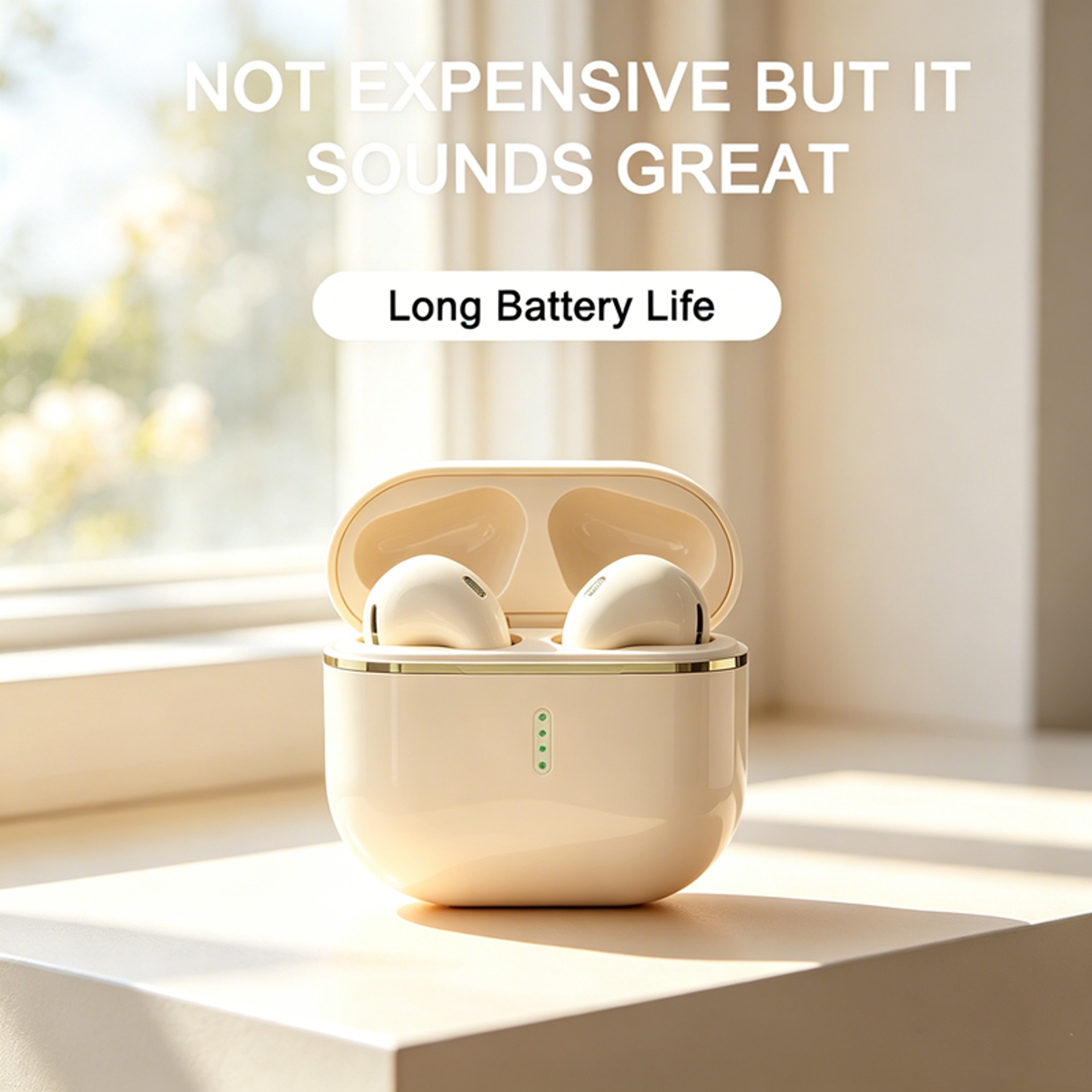 transparent wireless earbuds with led power display