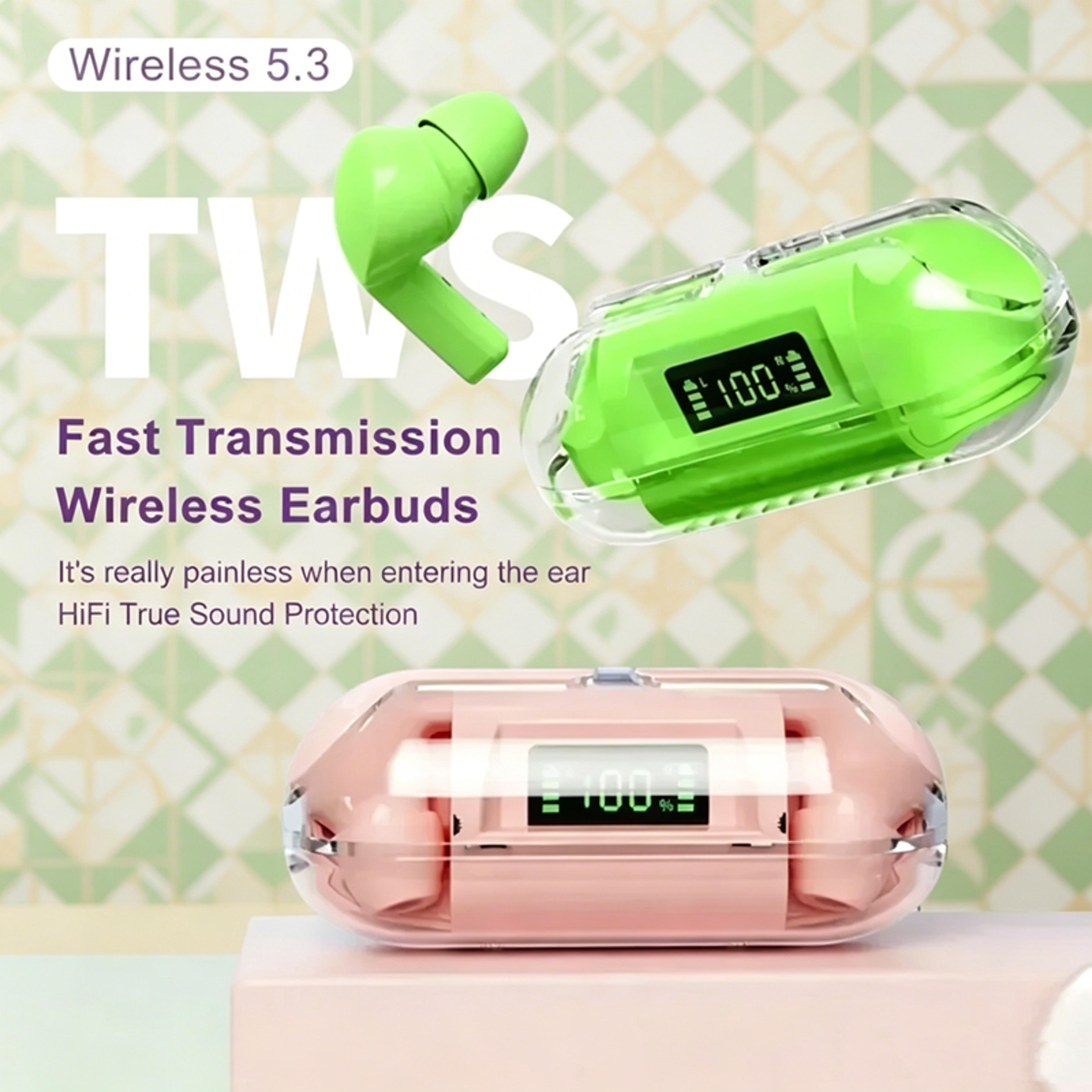 smart display wireless bluetooth earbuds with mic for sports and daily calls