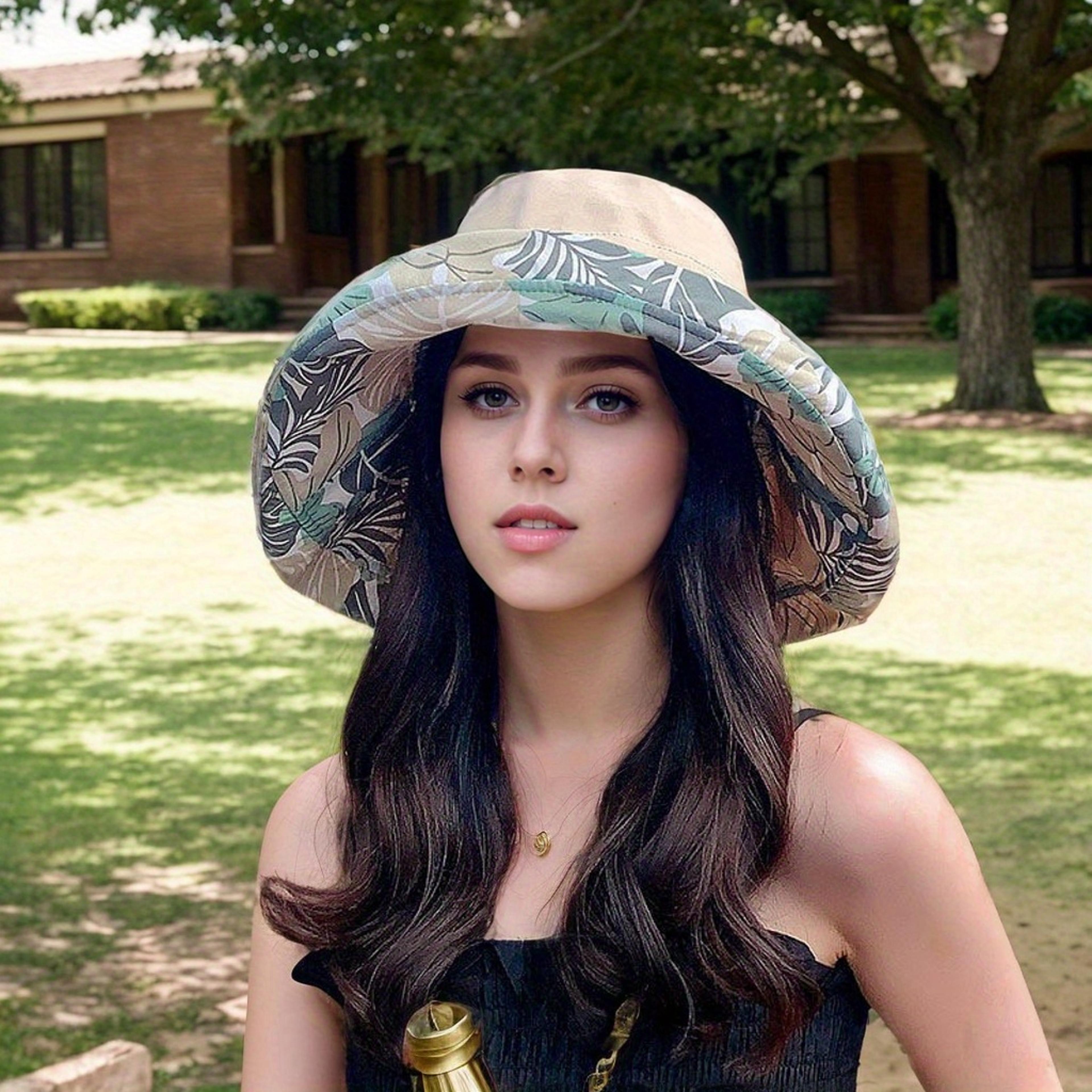 reversible floral bucket hat for women beach sun hat