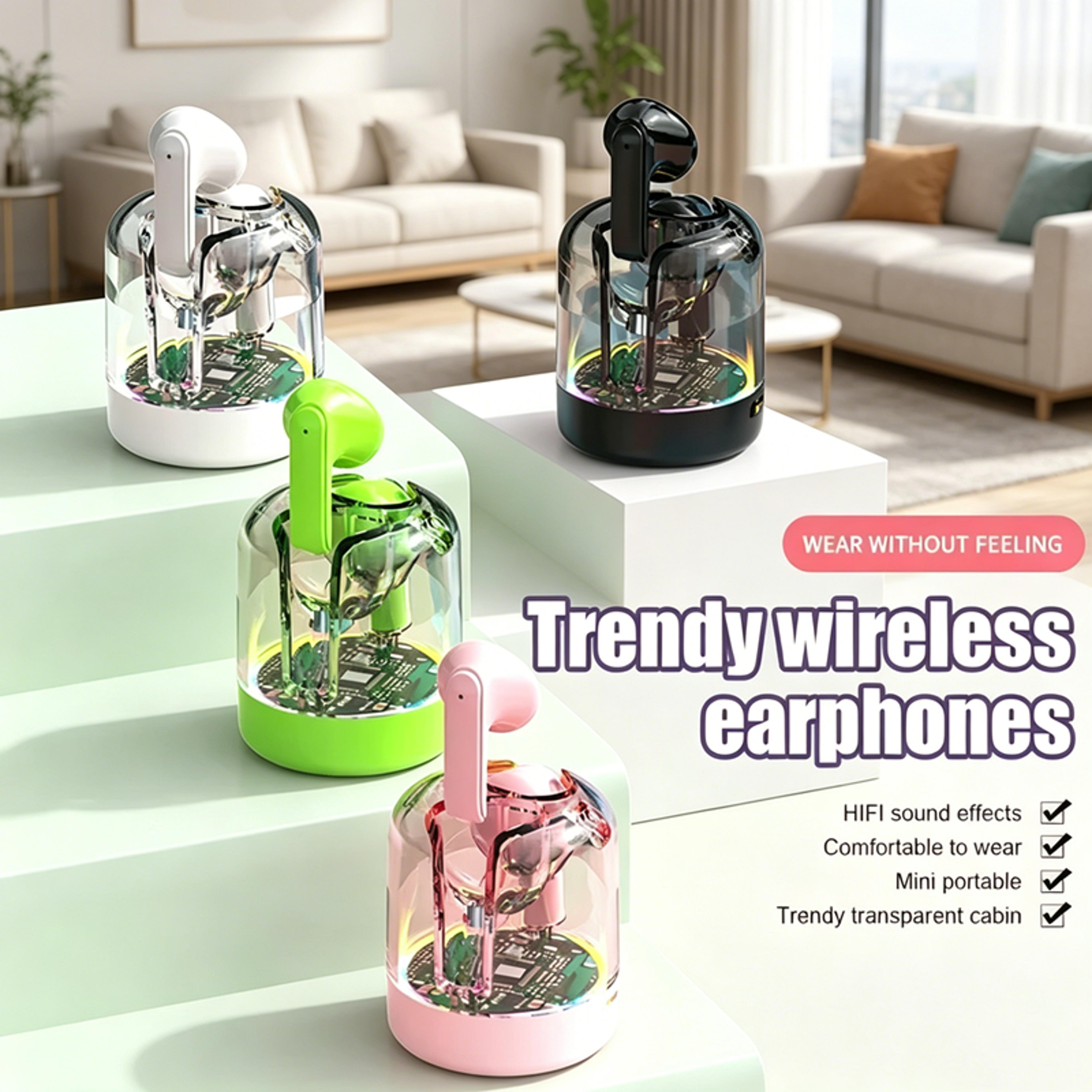 bluetooth hifi wireless gaming earbuds with led light case