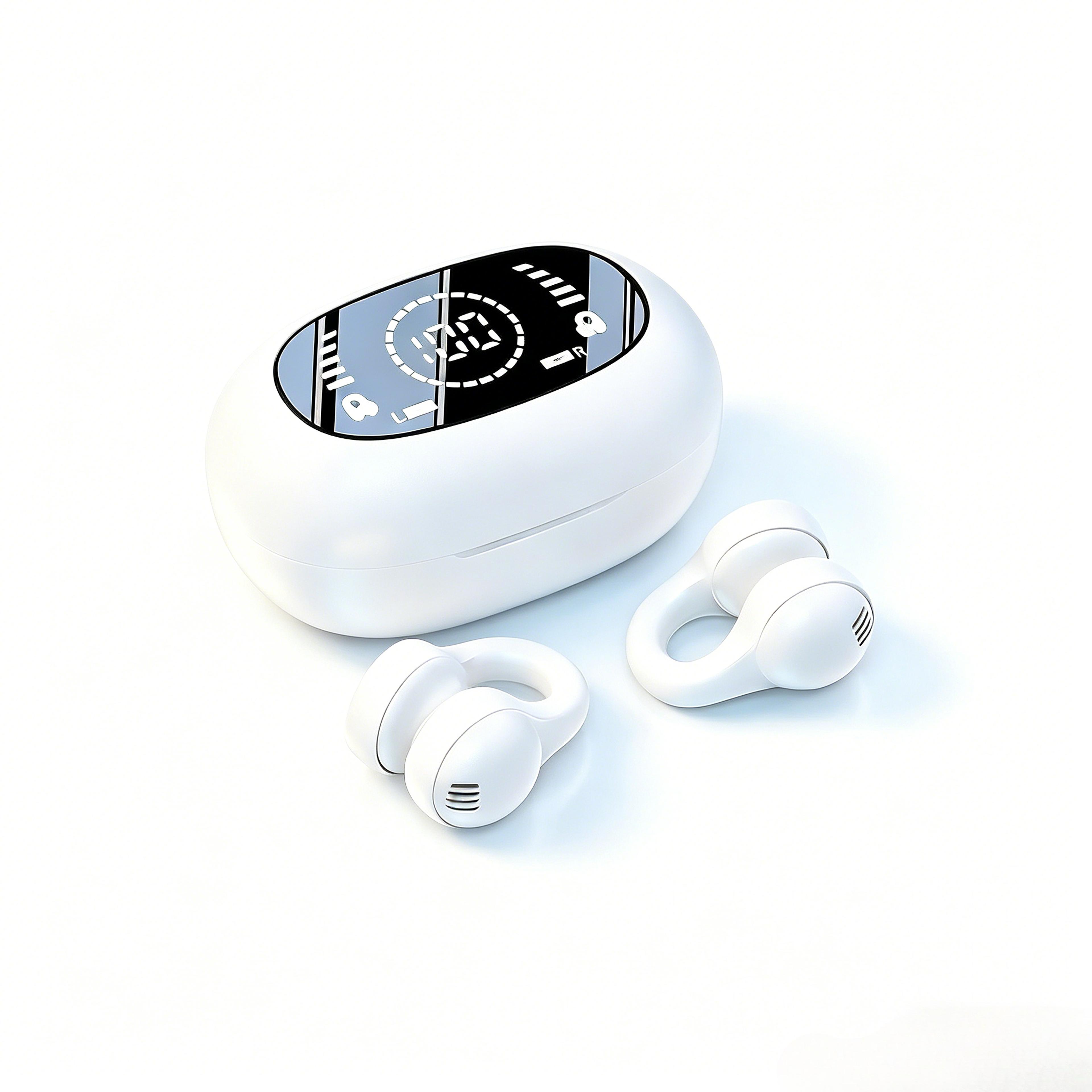 bluetooth open ear clip earbuds with noise reduction for sports and daily wear