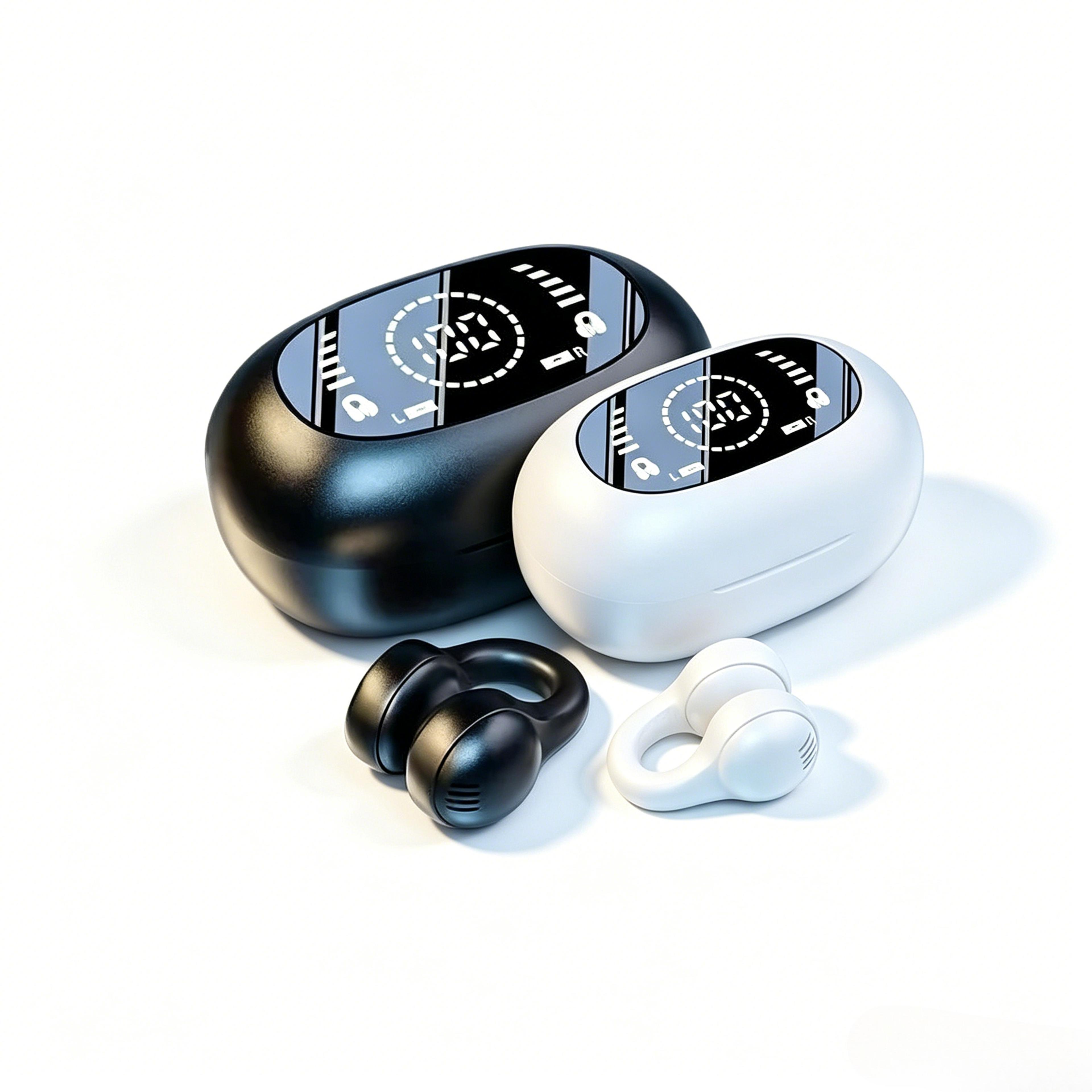 mirror style ows ear clip bluetooth earbuds hifi noise reduction sports headphones