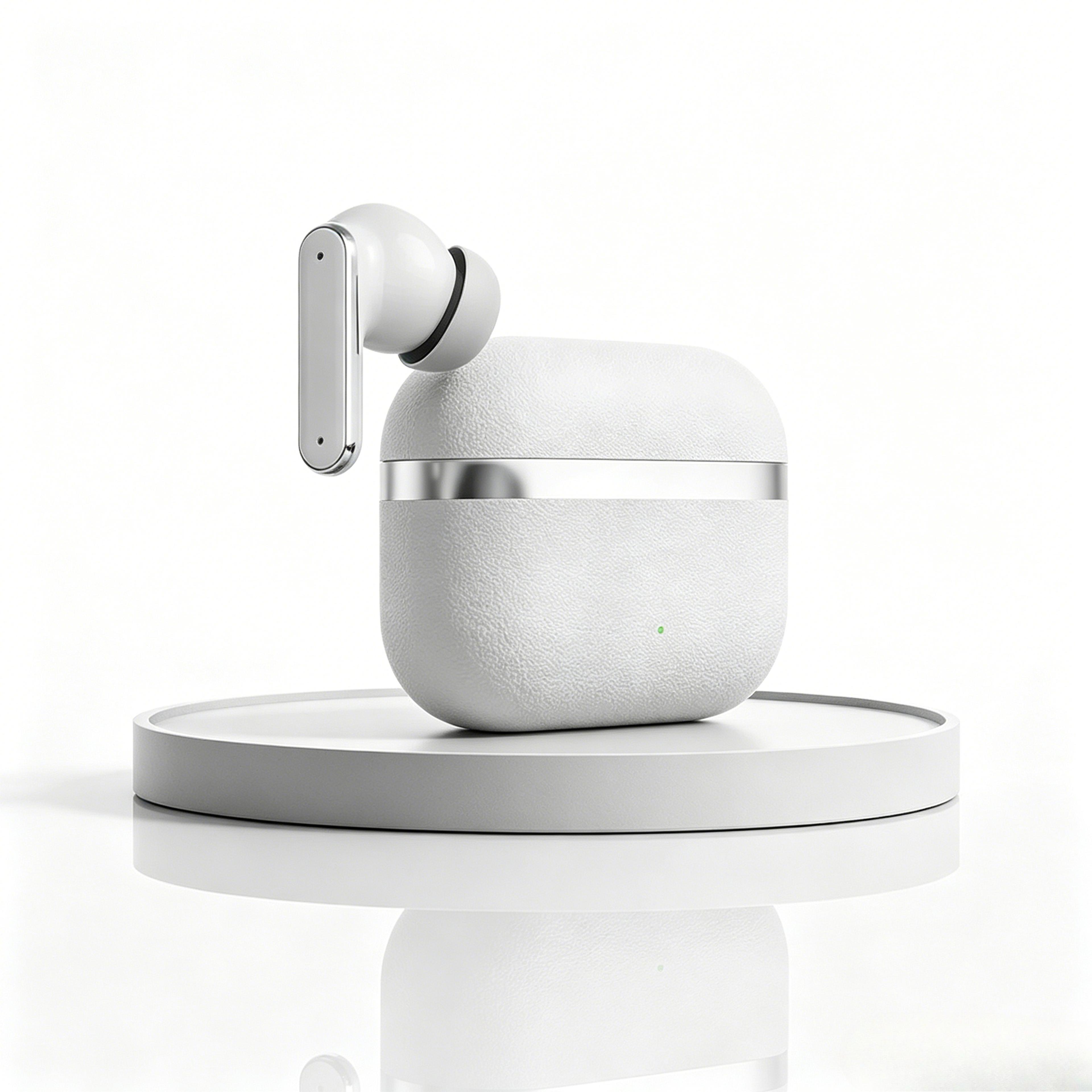 leather texture tws bluetooth earbuds with touch control long battery wireless earbuds