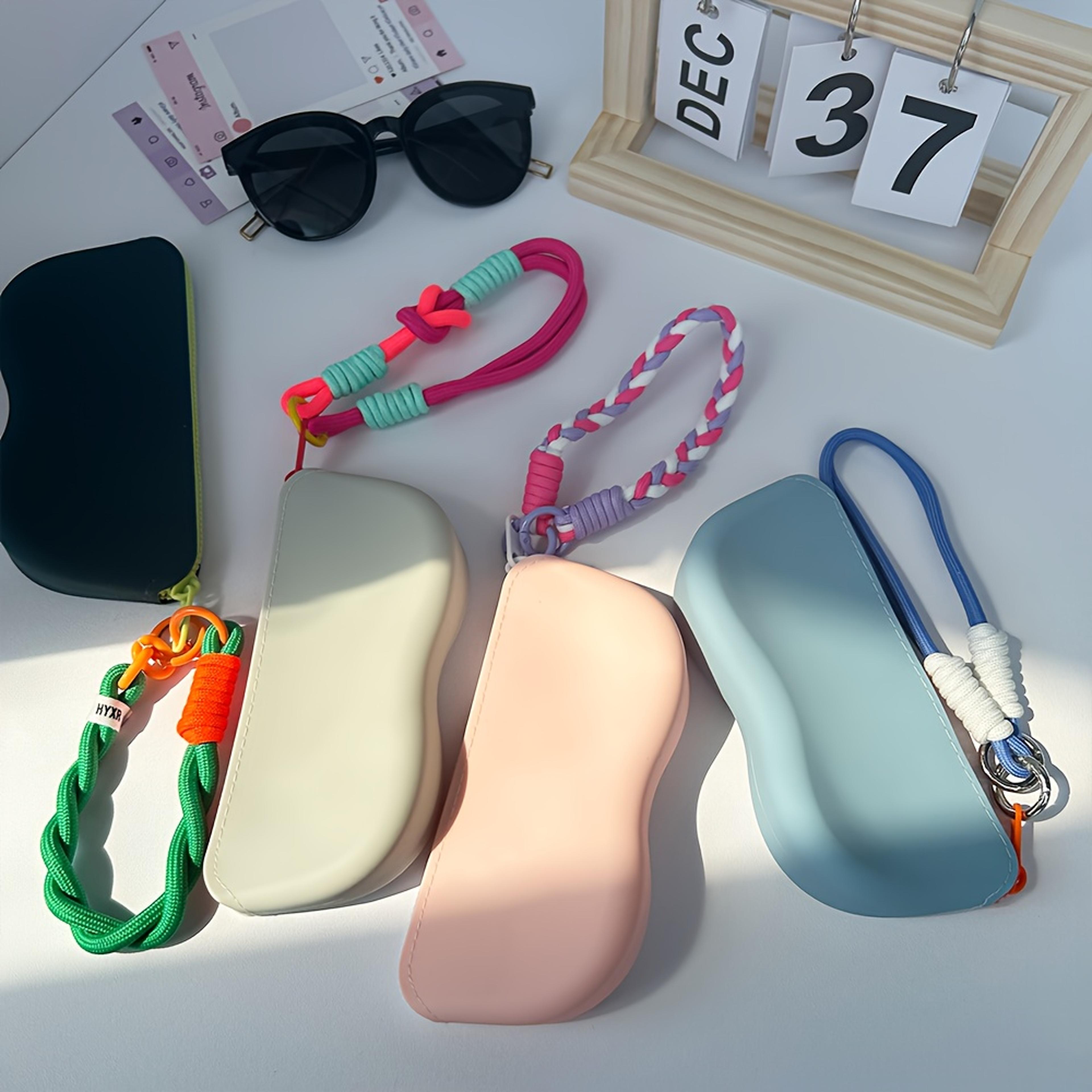 soft silicone glasses case with lanyard and zipper portable eyeglass storage pouch