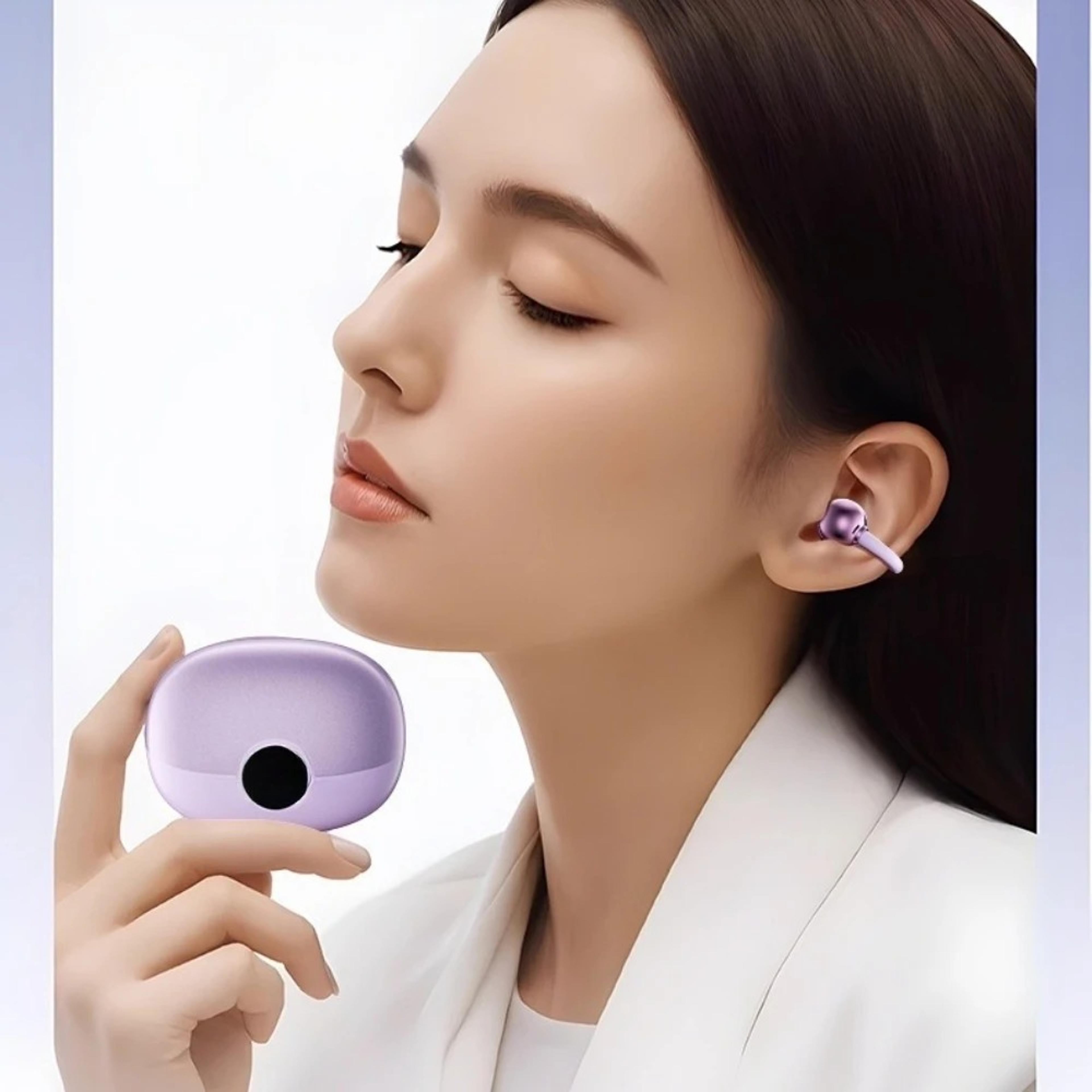 wireless clip on earbuds with digital battery display noise cancelling hi fi bluetooth earbuds with mic