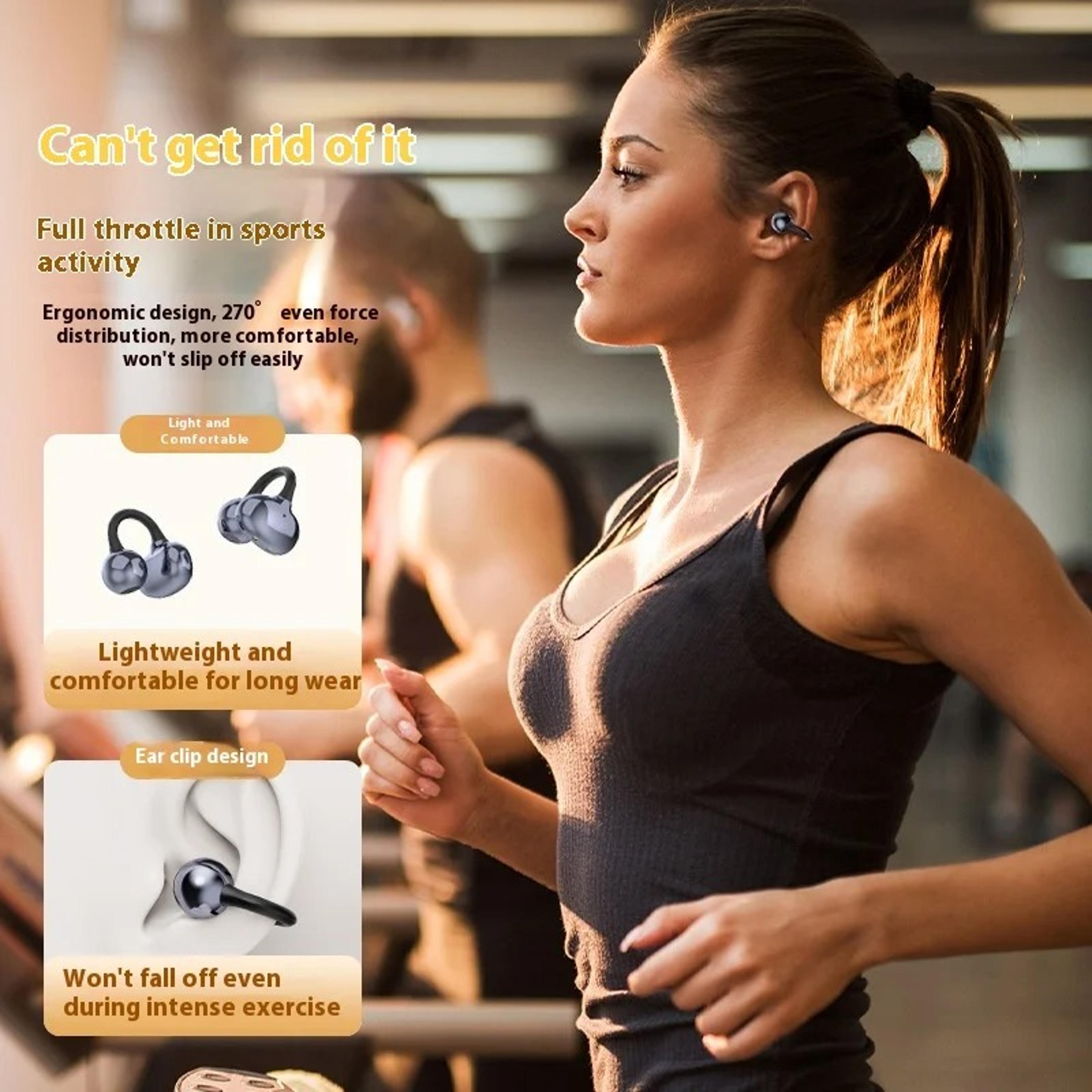 wireless ear clip bluetooth earbuds sports waterproof noise cancelling secure fit headphones with mic