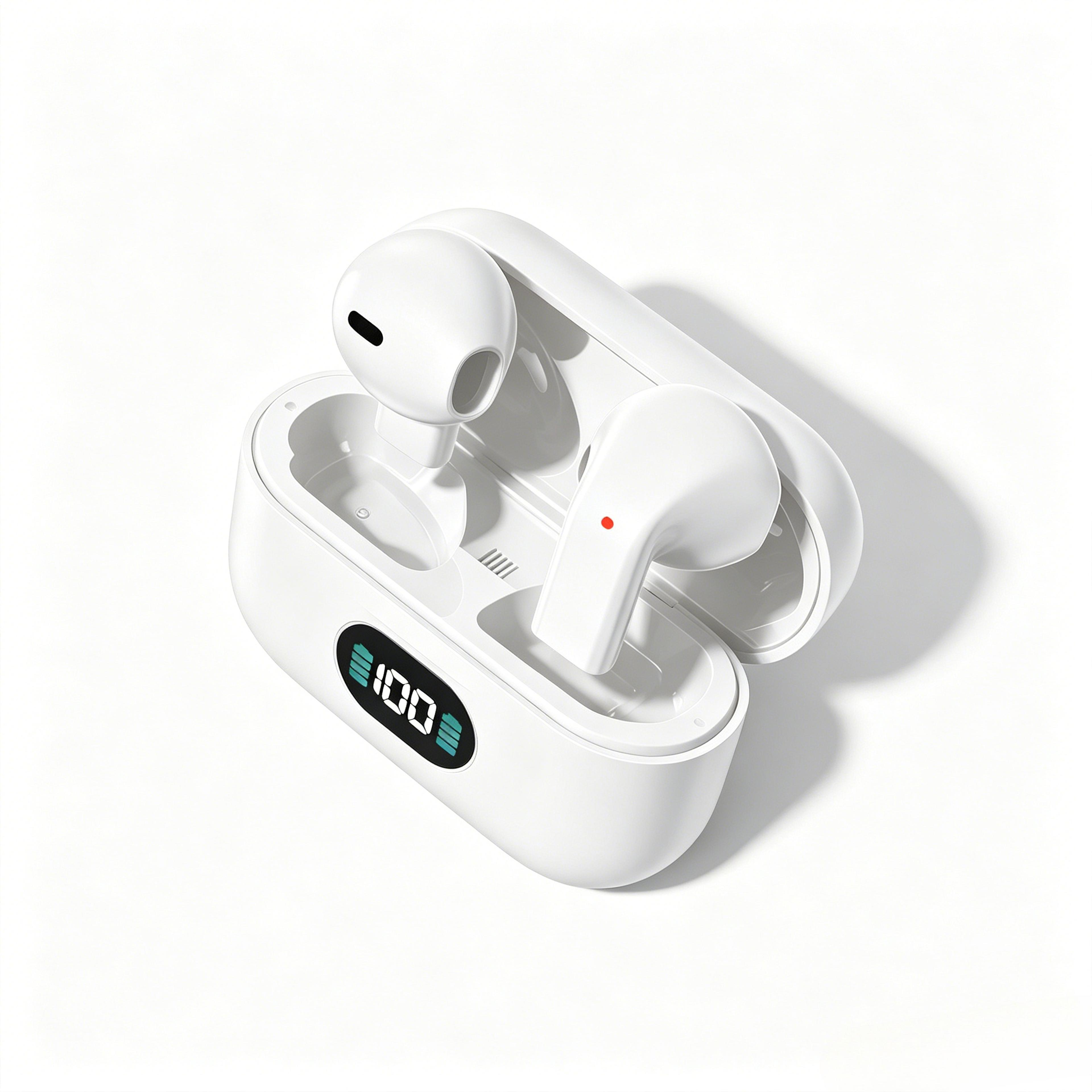 premium leather wireless in ear bluetooth earbuds with mic long battery life for sports & daily use