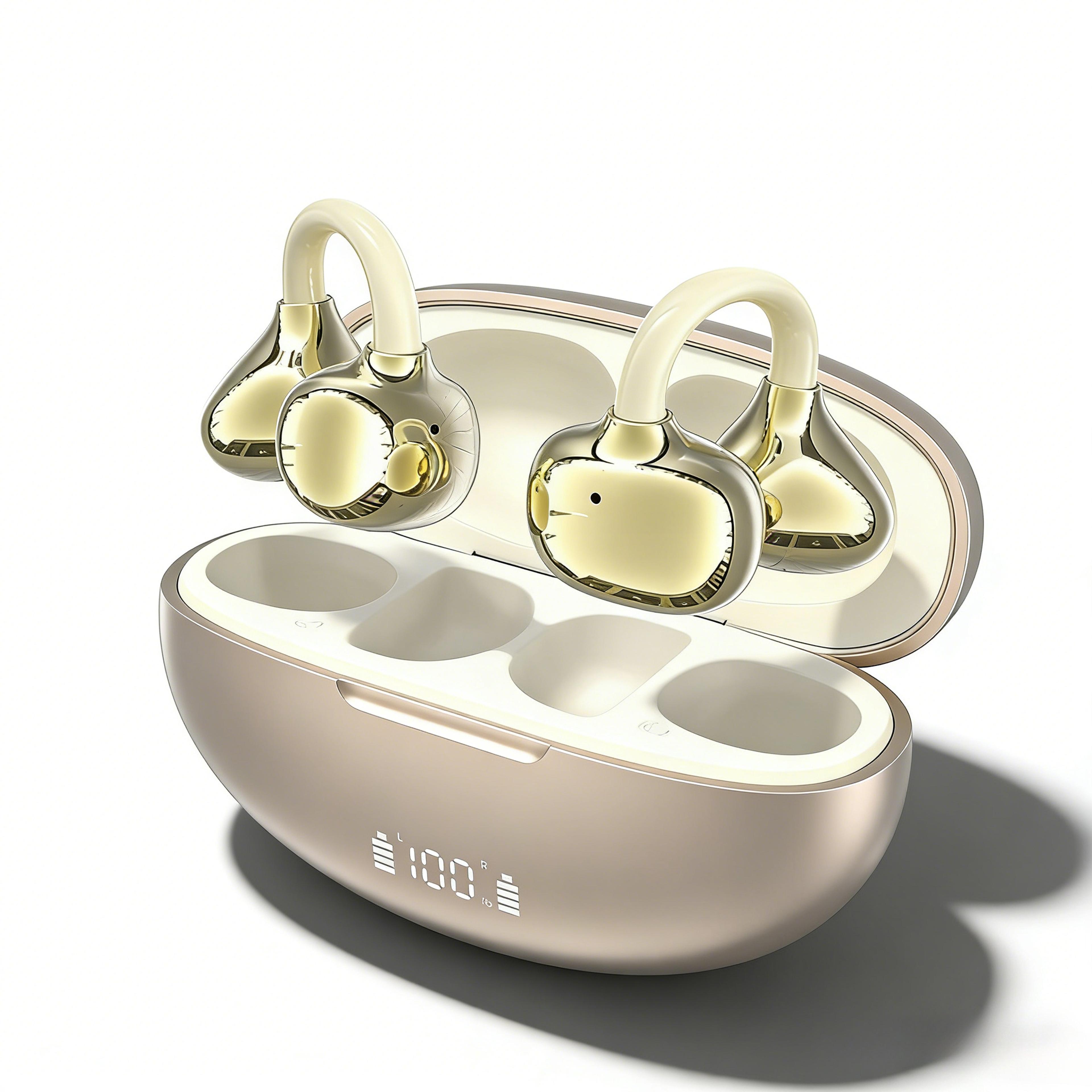 invisible clip on earbuds open ear bluetooth headphones with mic