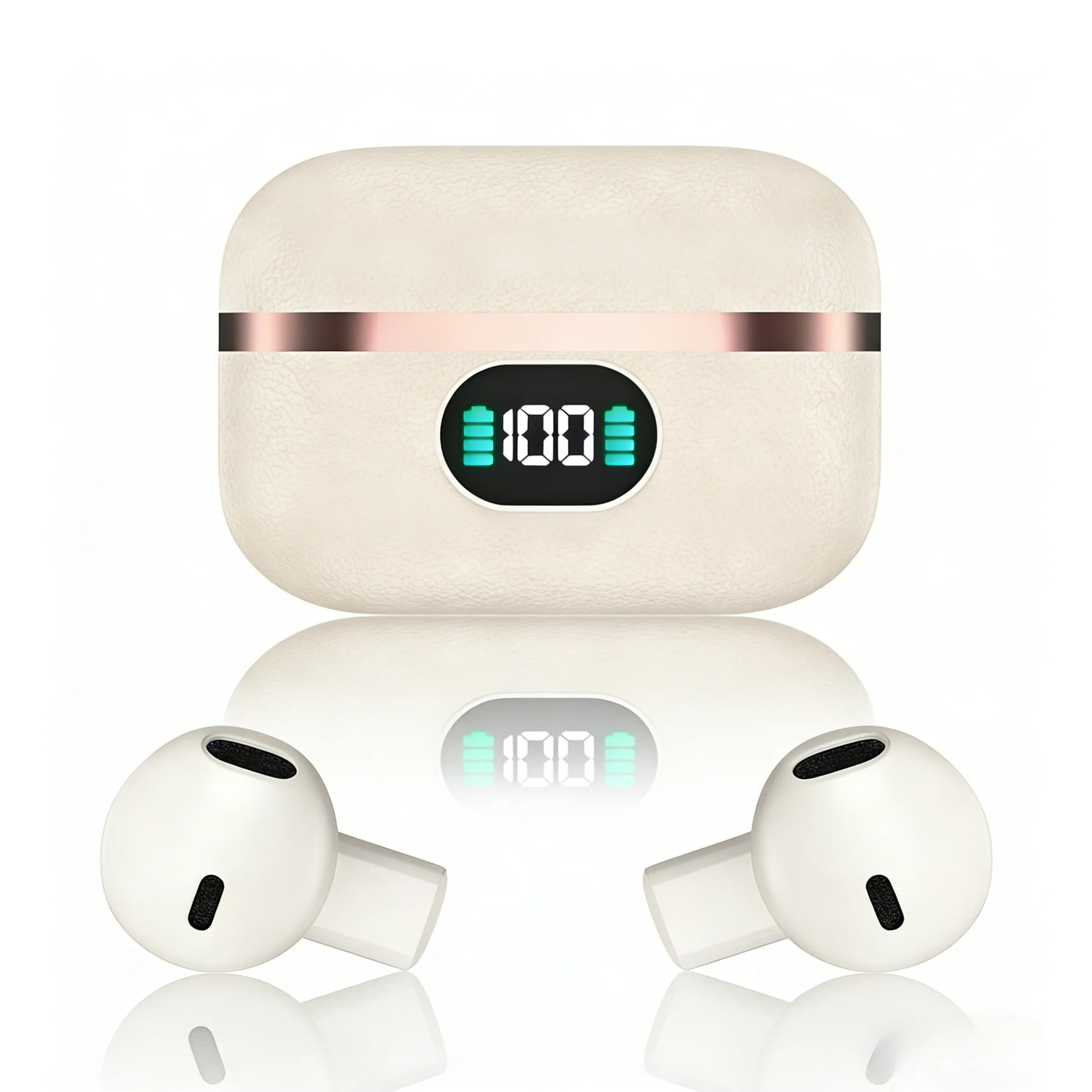 premium leather wireless earbuds with mic and long battery life