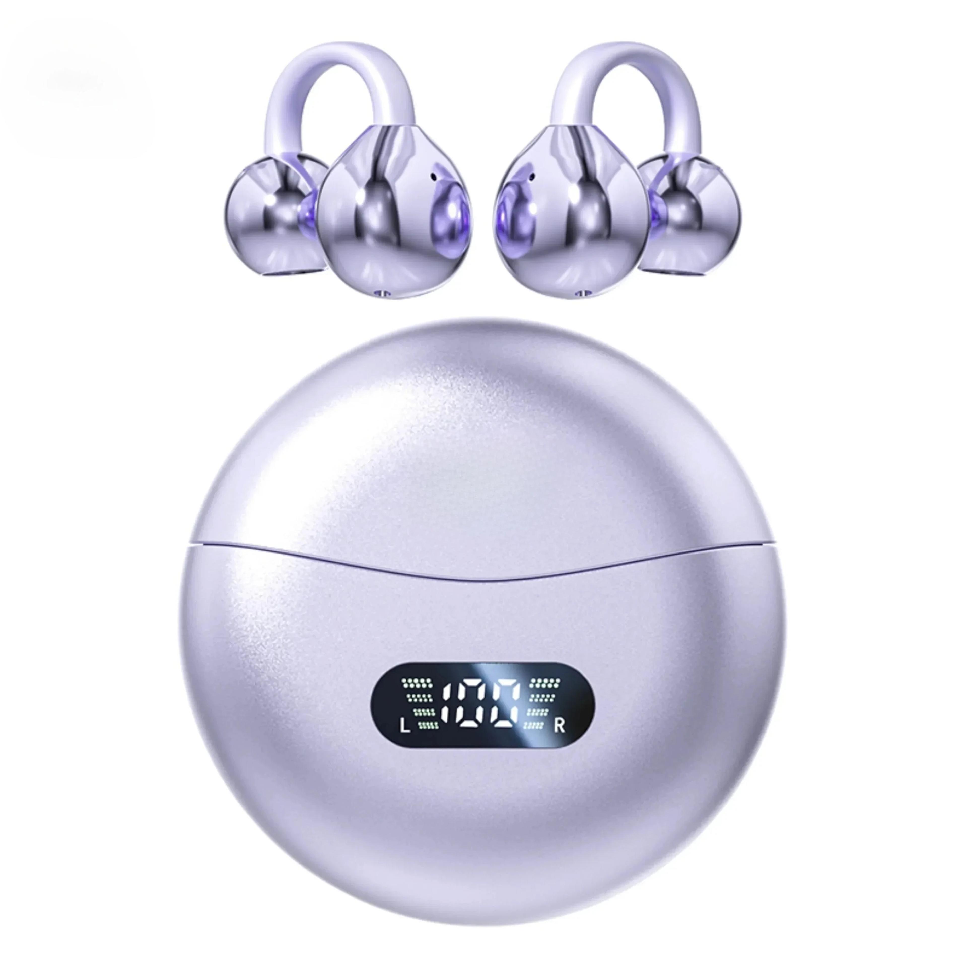 open ear clip bluetooth sport earbuds with digital display