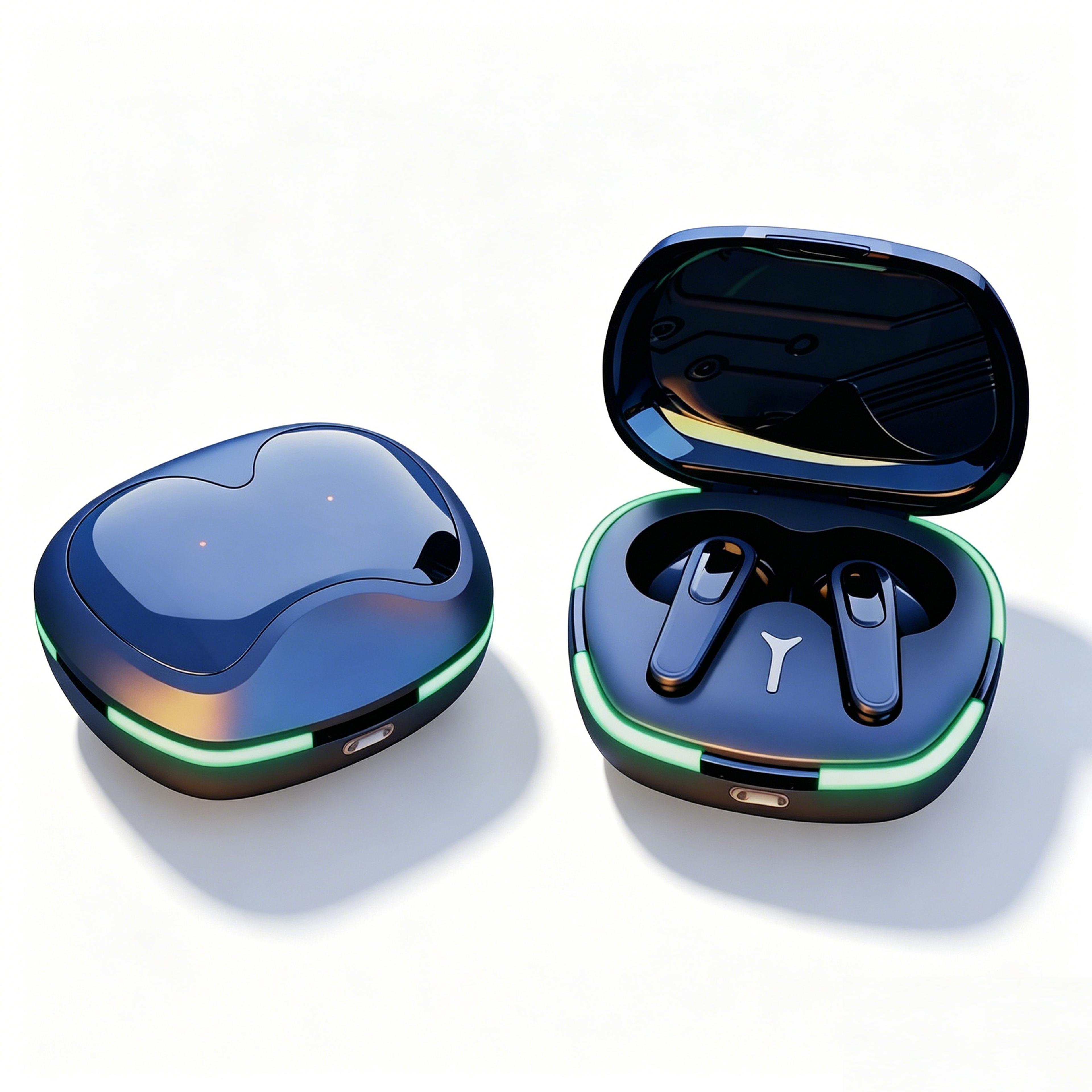 hifi wireless earbuds with noise cancelling mic and breathing light