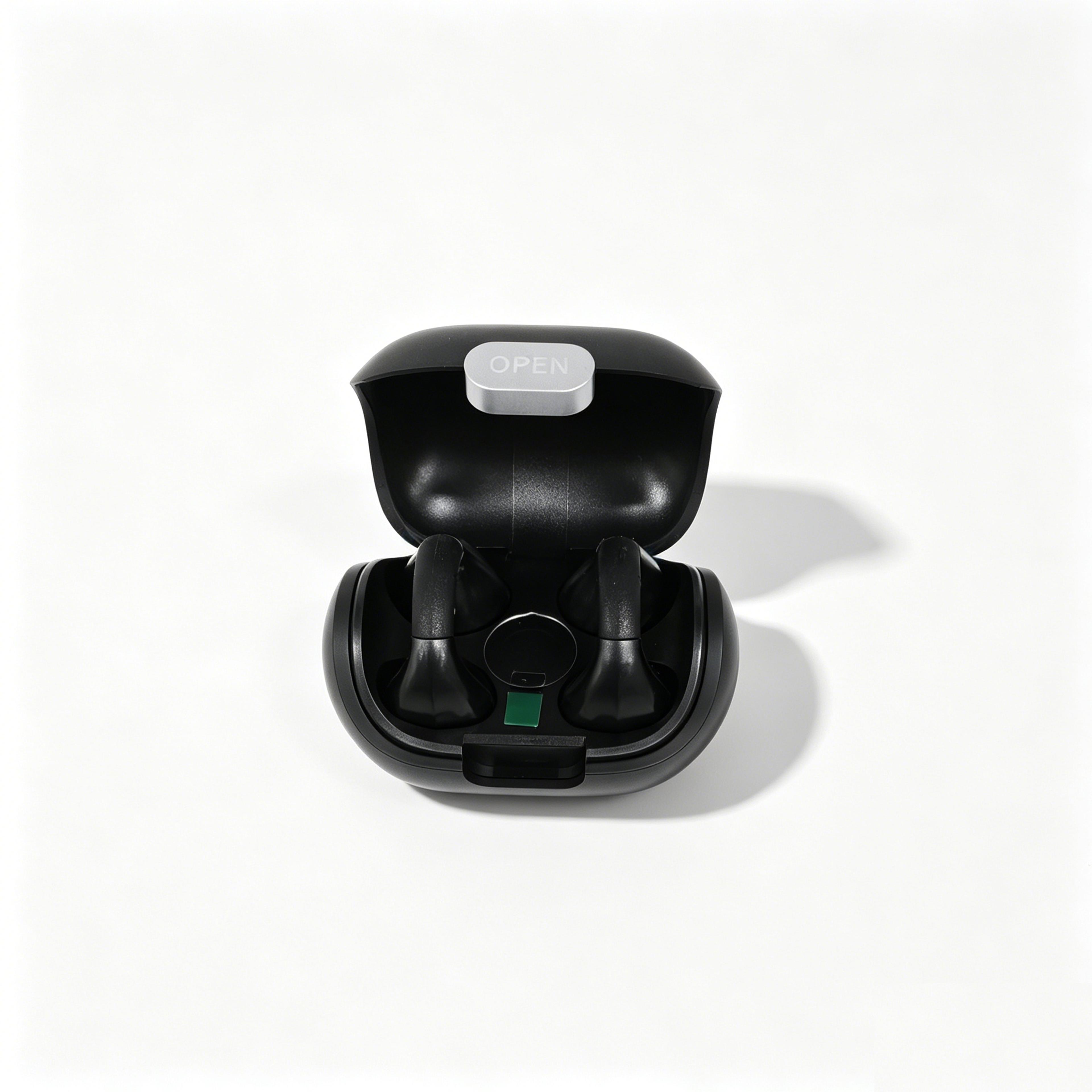 open ear clip bluetooth headphones with digital display case