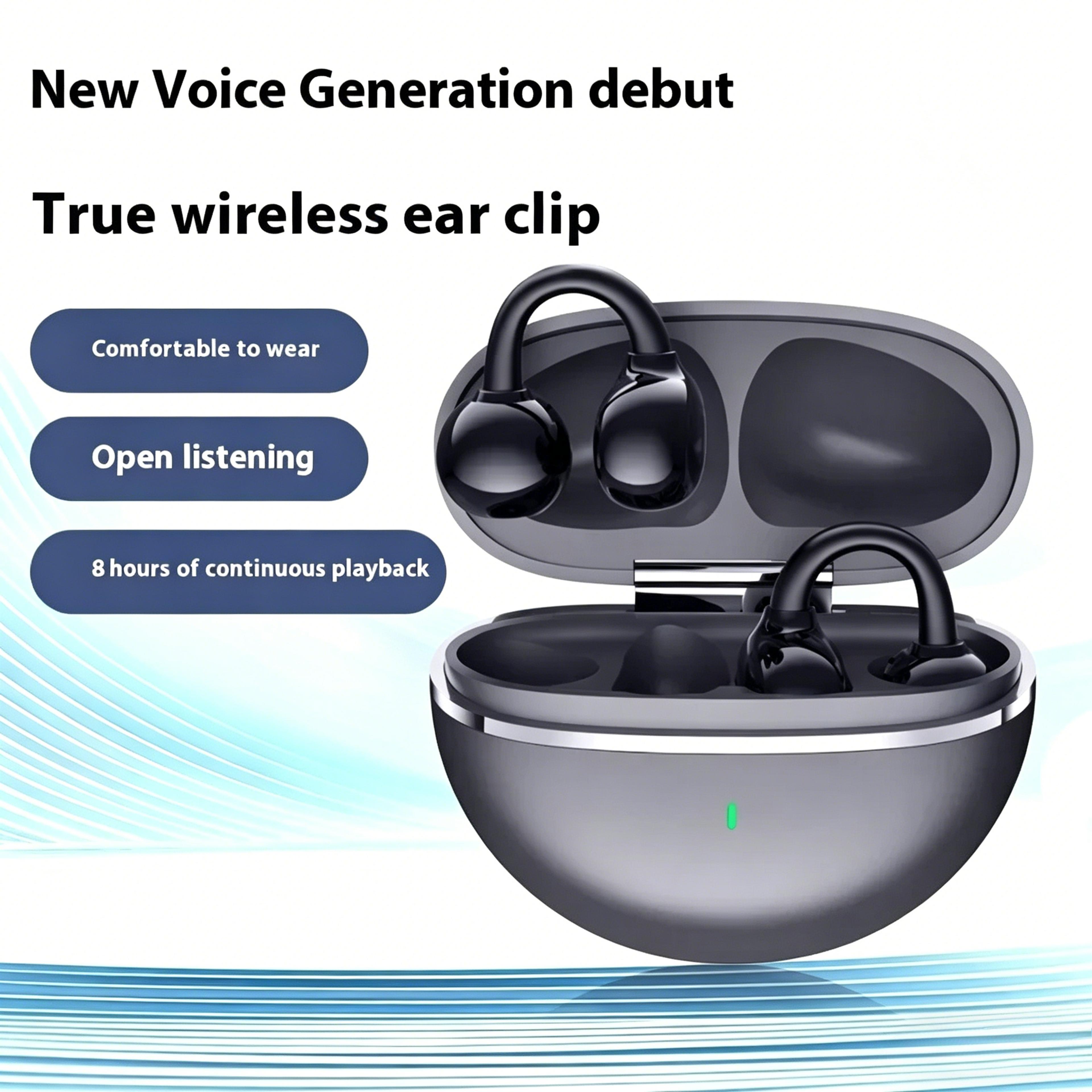 ear clip earbuds wireless bluetooth sports headphones with mic