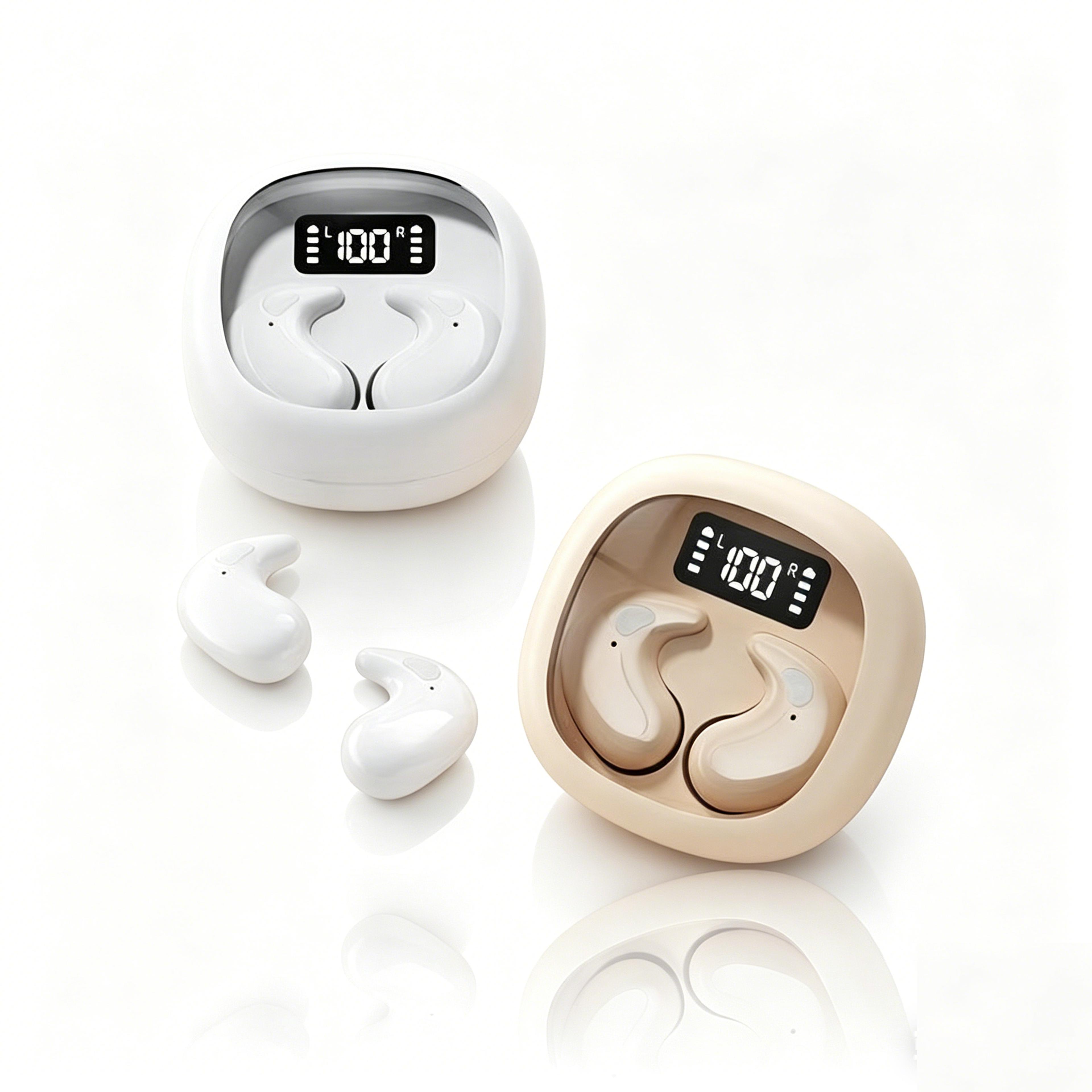 mini wireless sleep earbuds with digital display charging case