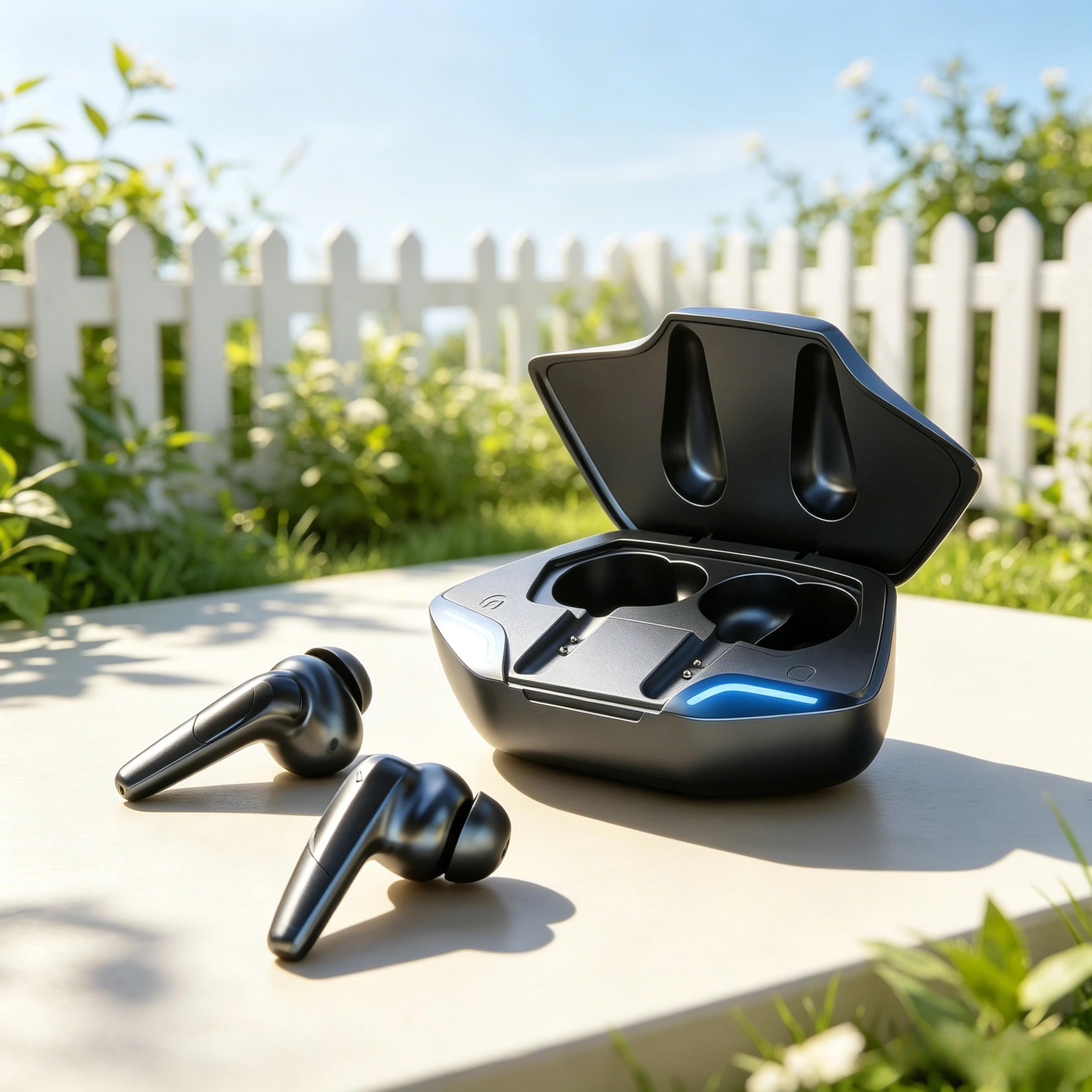 tws wireless bluetooth sport earbuds with microphone and charging box