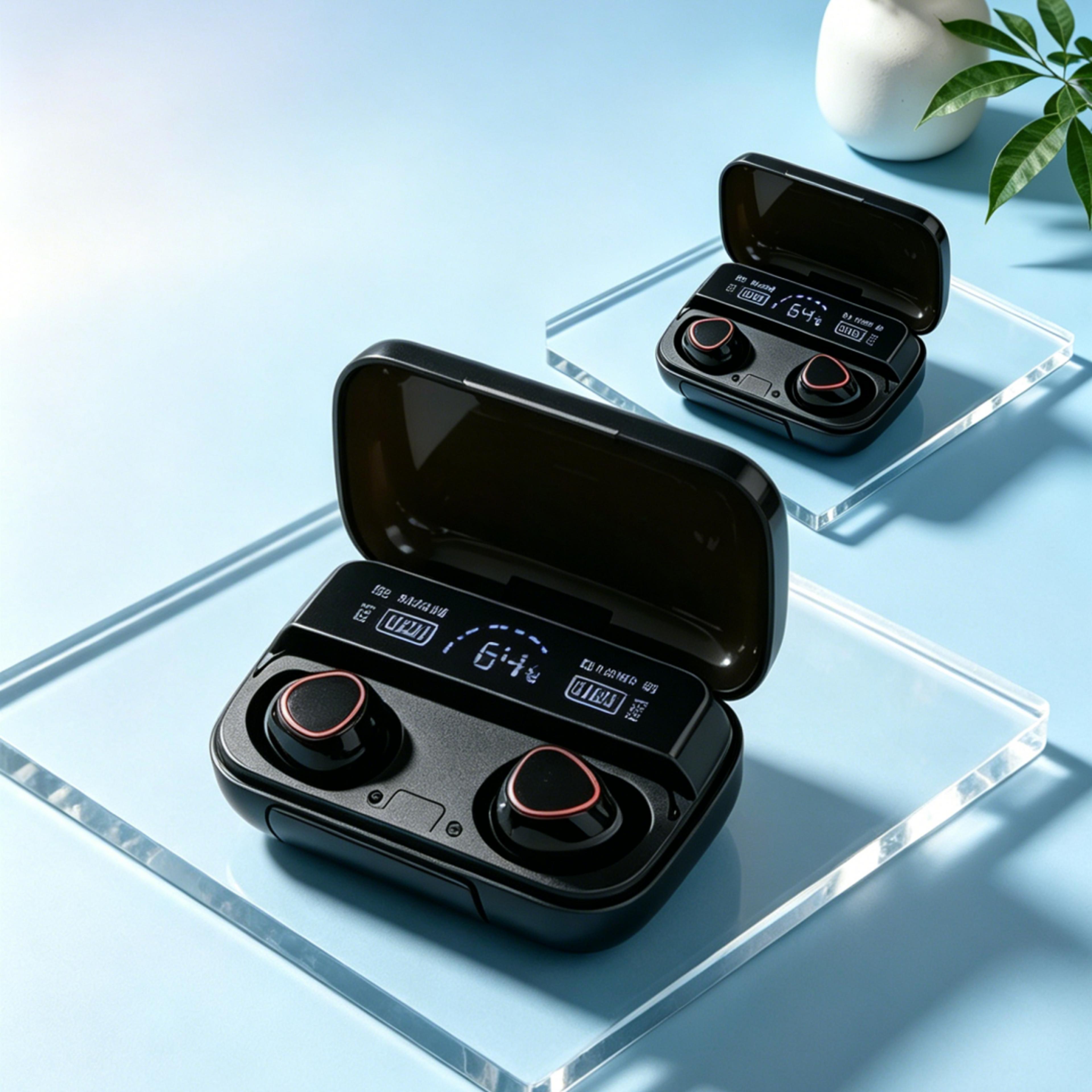 tws bluetooth headset with led display waterproof wireless earbuds