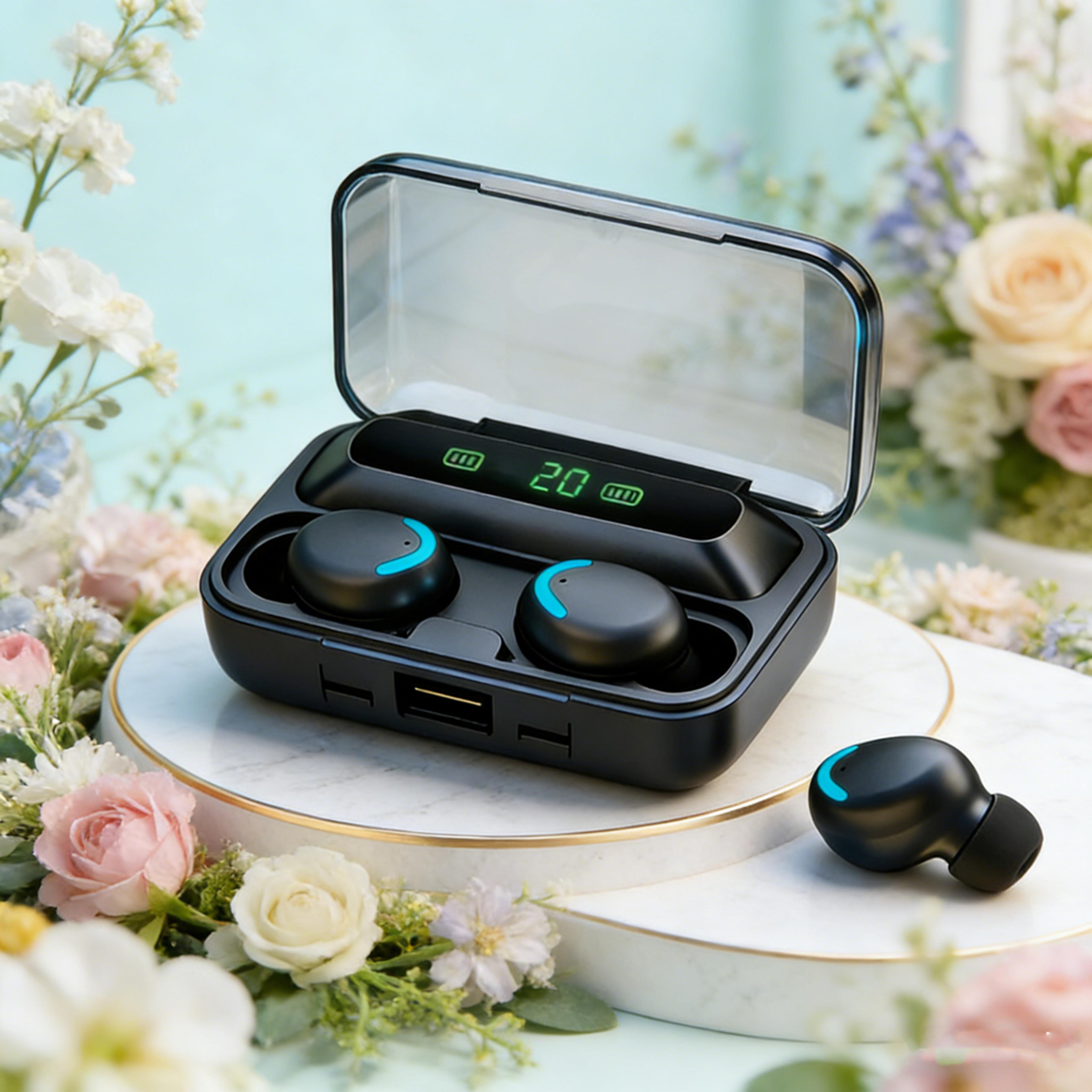 tws bluetooth wireless earbuds with stereo bass and waterproof sports headset