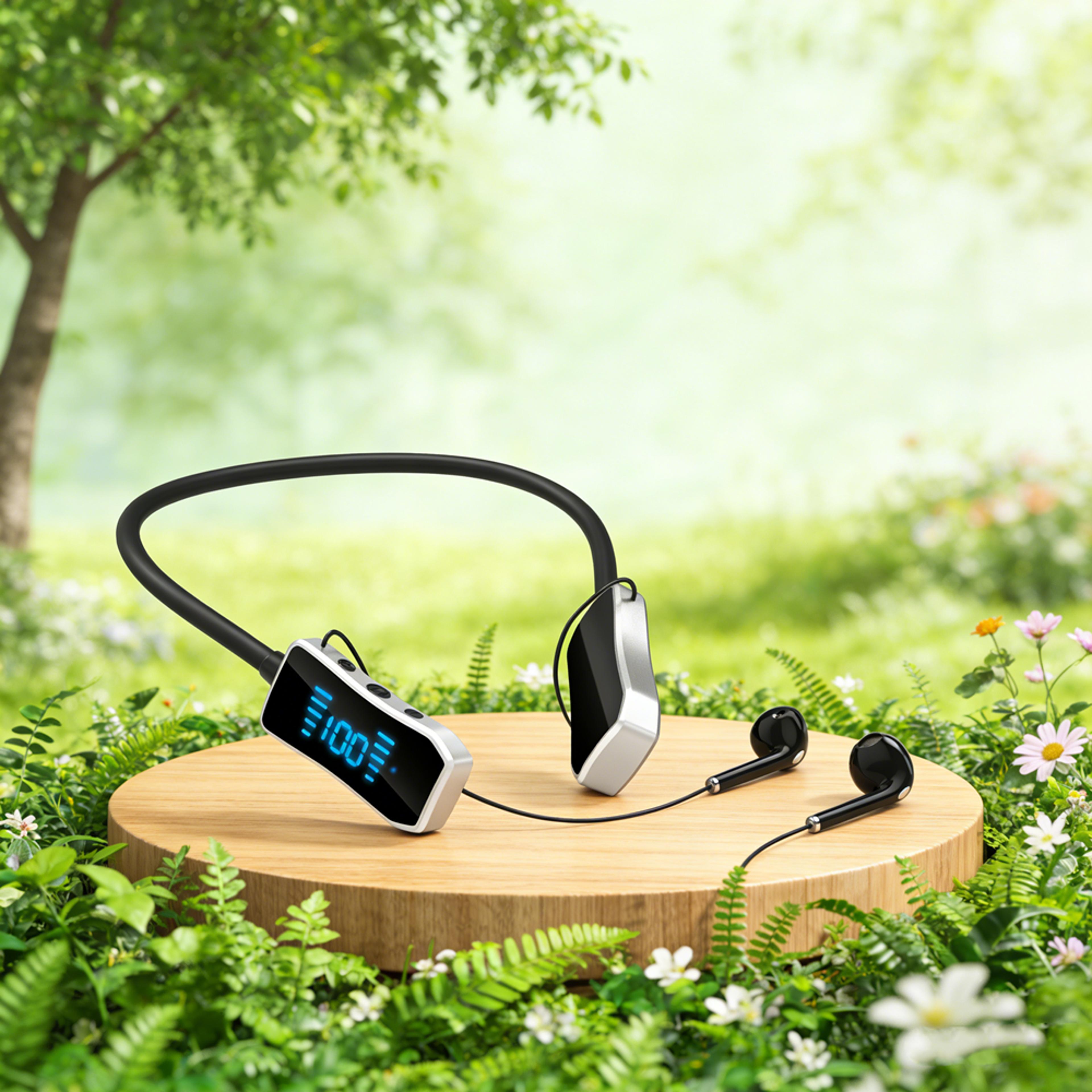 led display wireless bluetooth earphones with magnetic neckband for sports and gaming